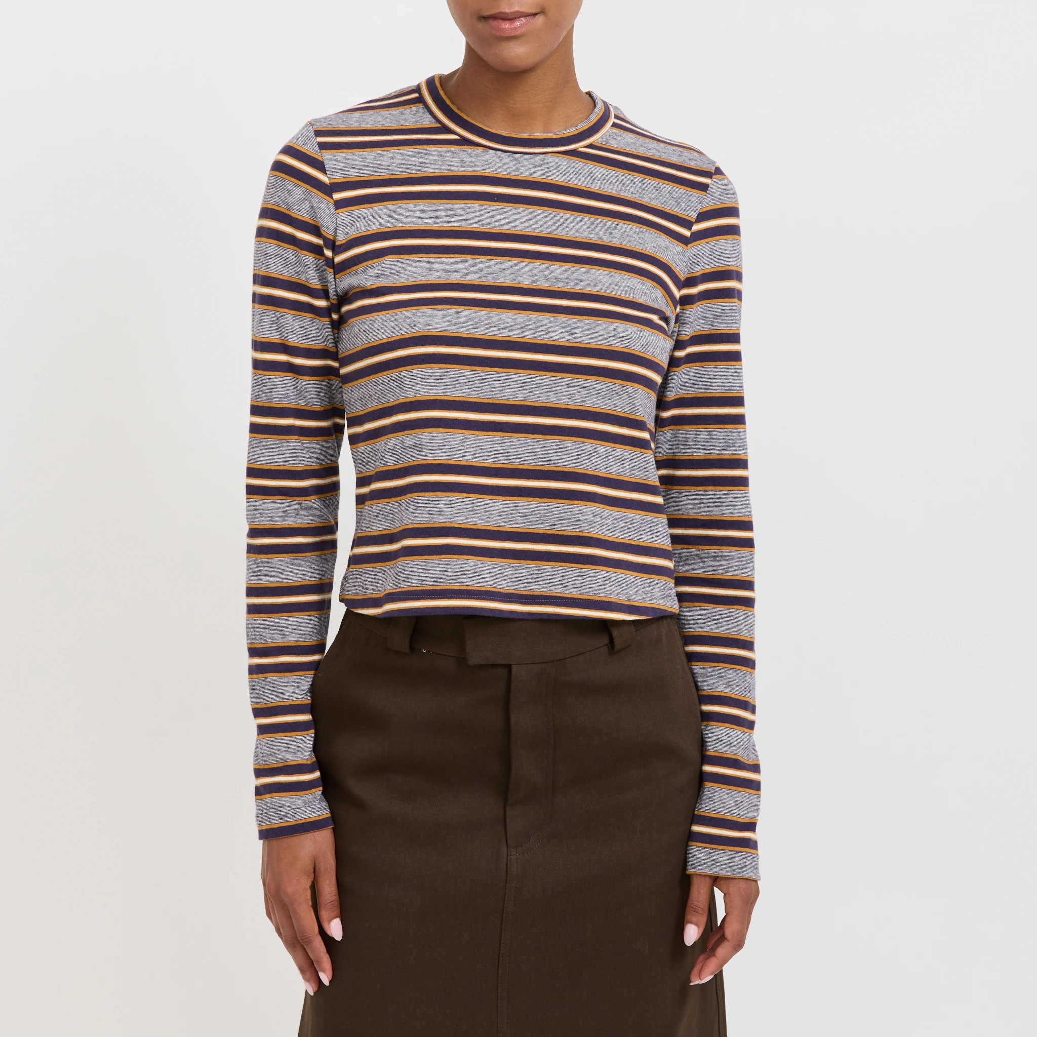 Vintage Stripe Baby L/S T-Shirt Purple/Gold Stripe - Image 5