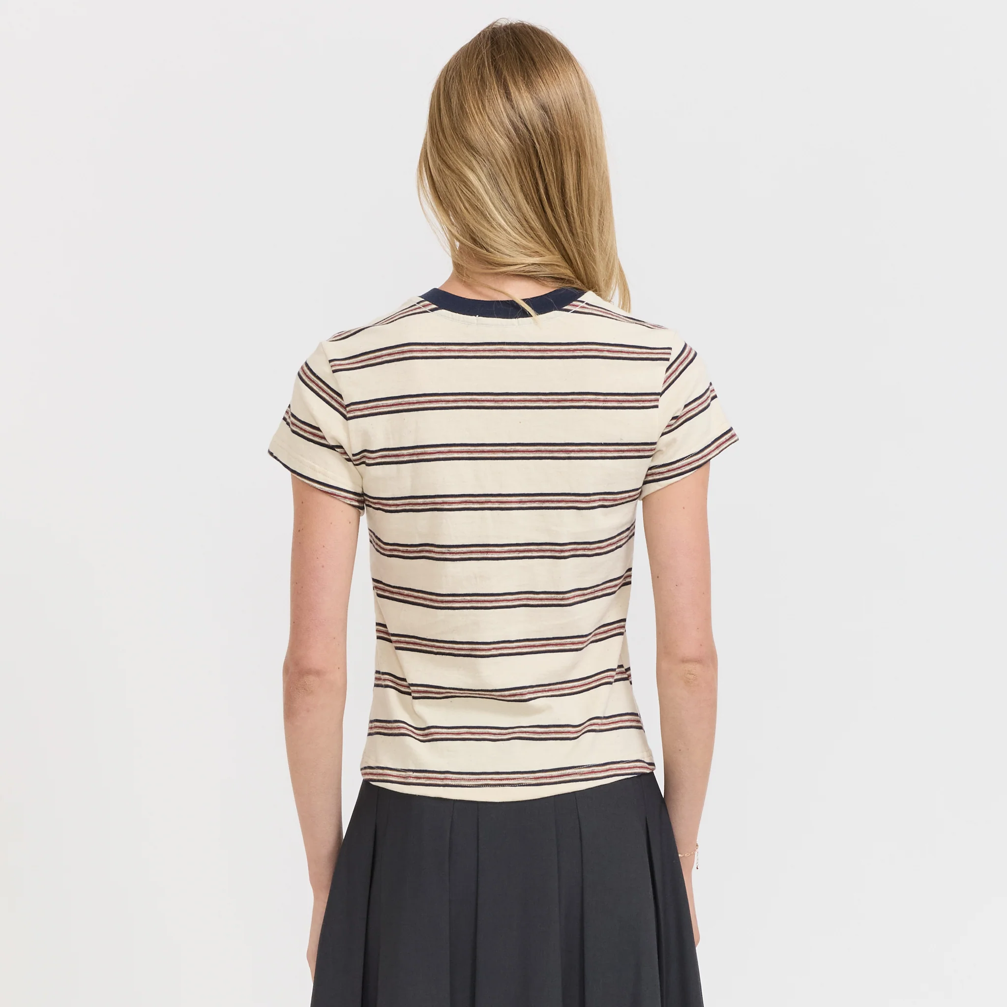 Vintage V-Neck Baby T-Shirt Navy/Red/Natural - Image 5