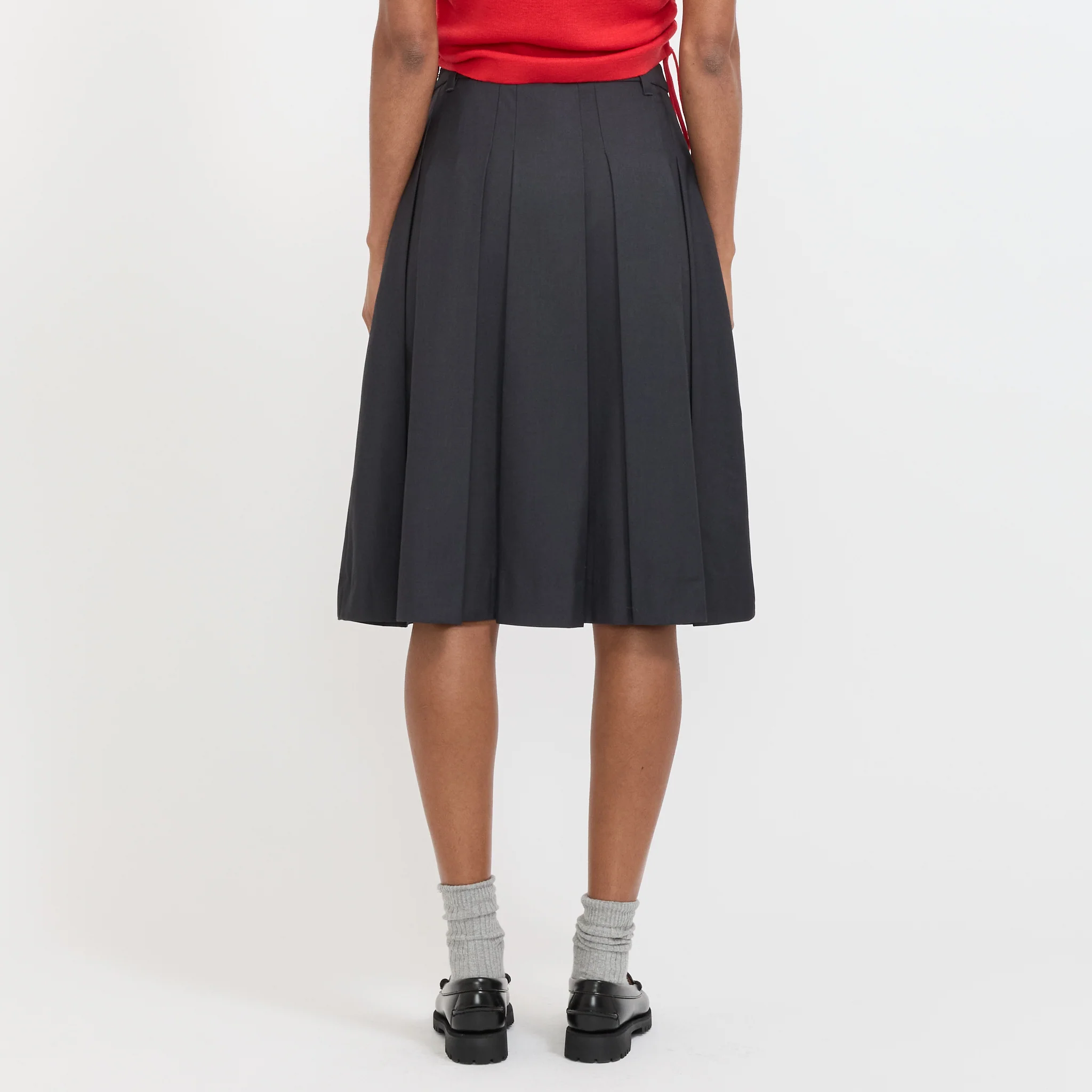 Volume Pleats Midi Skirt Charcoal Grey - Image 4
