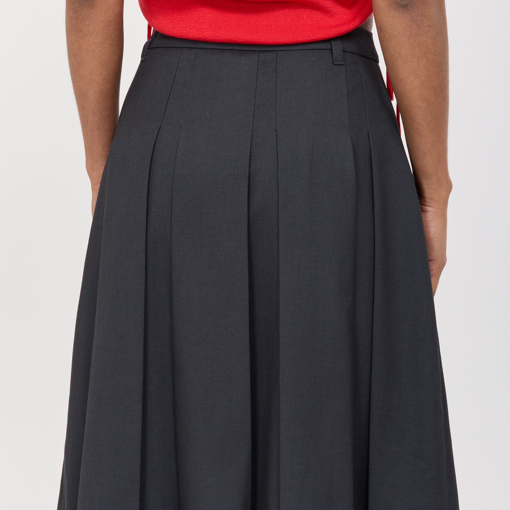 Volume Pleats Midi Skirt Charcoal Grey - Image 6