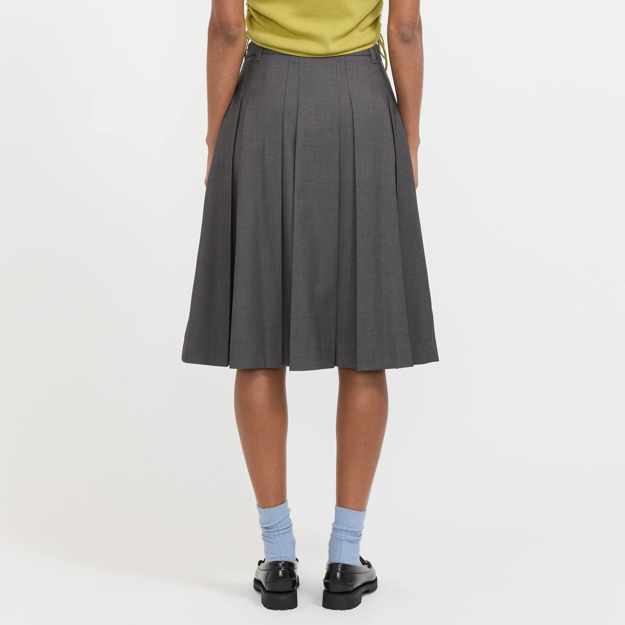 Volume Pleats Midi Skirt Mid Grey - Image 4
