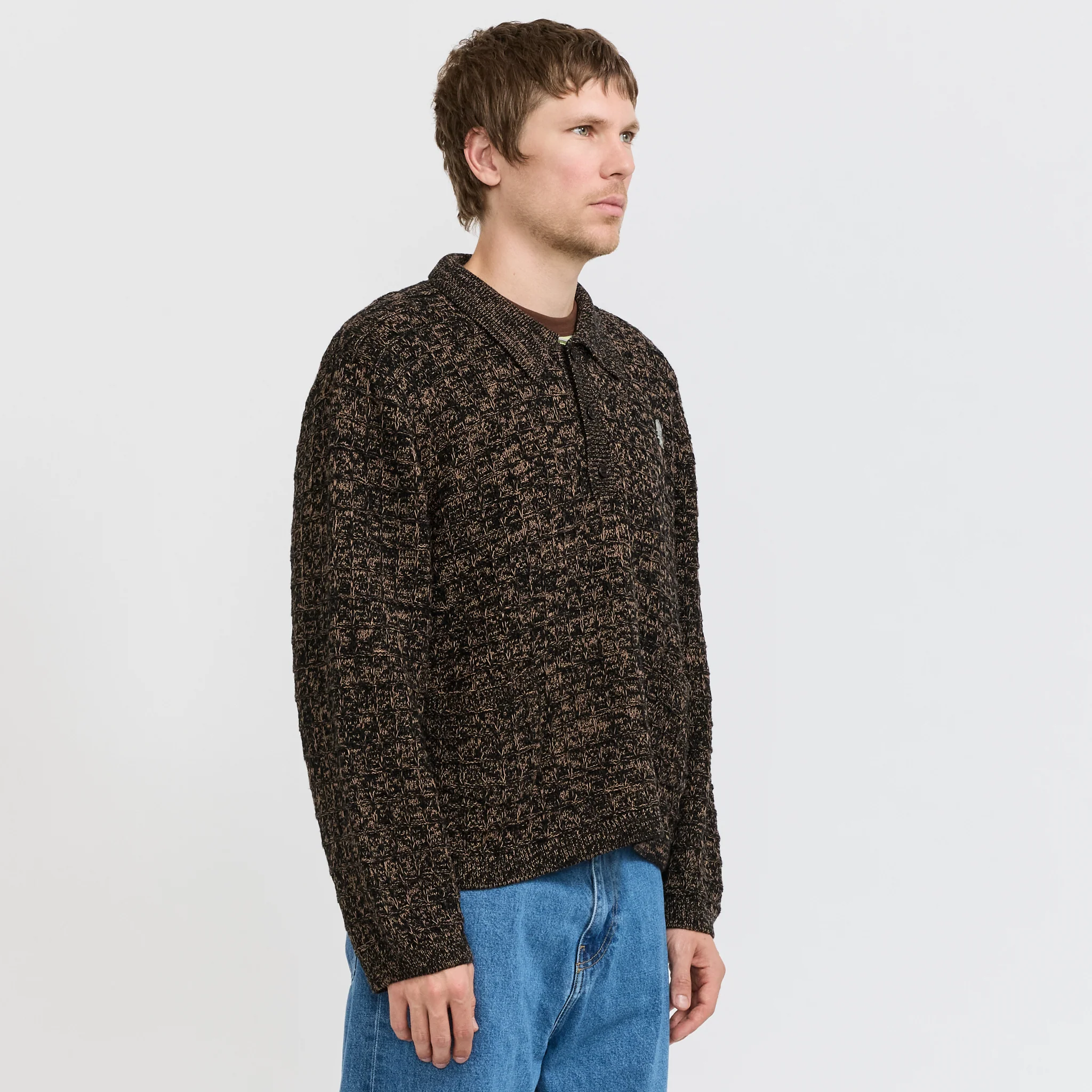 Waffle Pullover Sweater Charcoal - Image 3