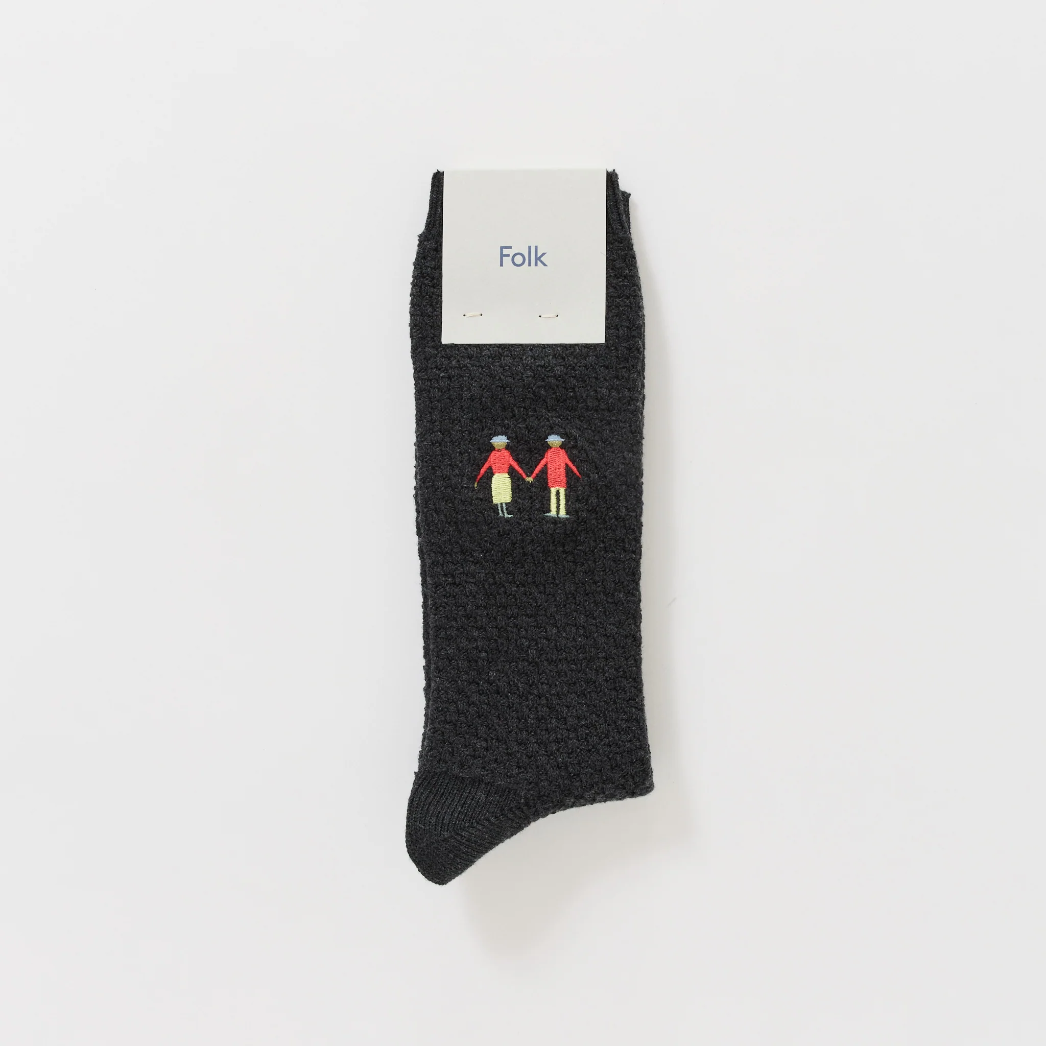 Waffle Socks Charcoal Embroidery - Image 2