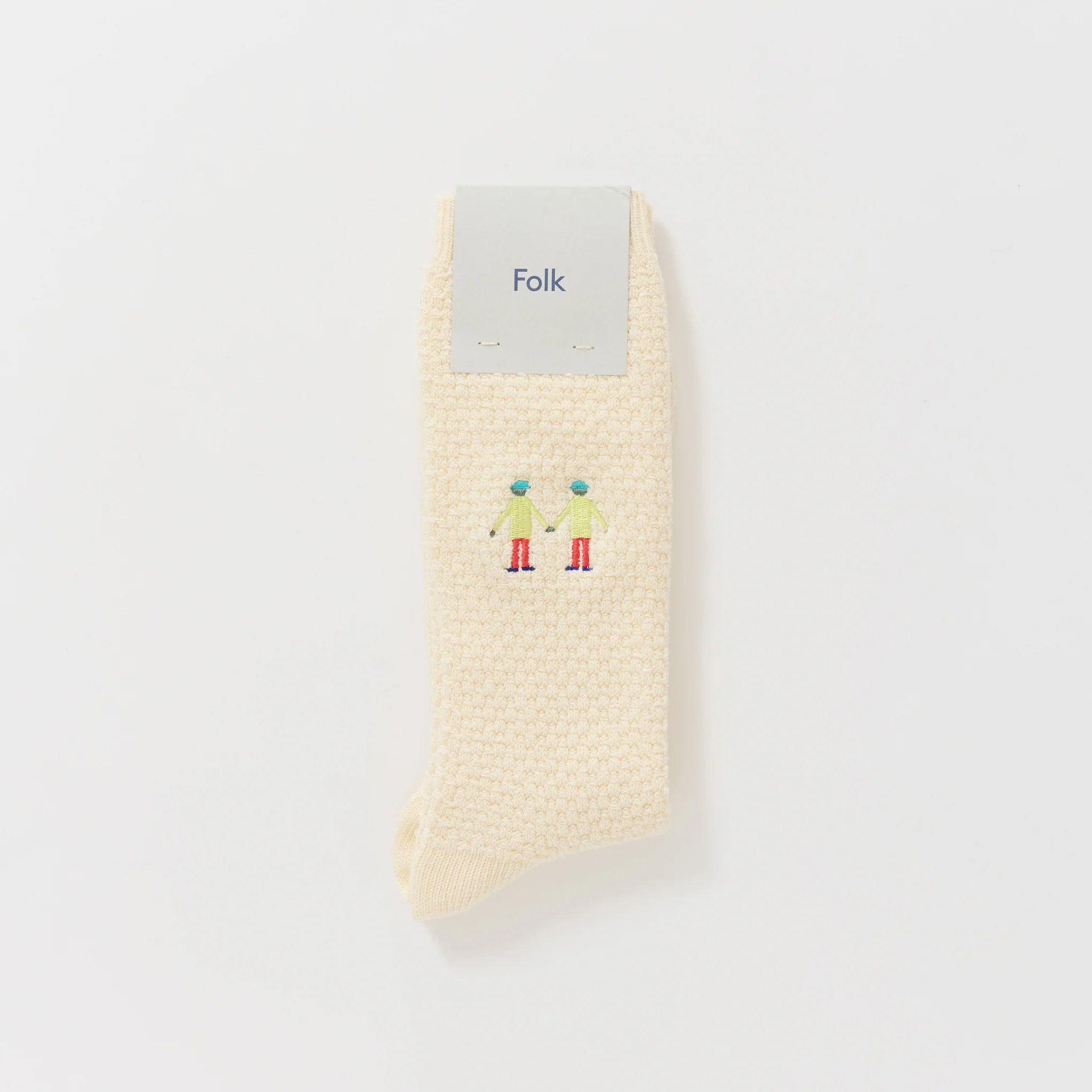Waffle Socks Ecru Embroidery - Image 2