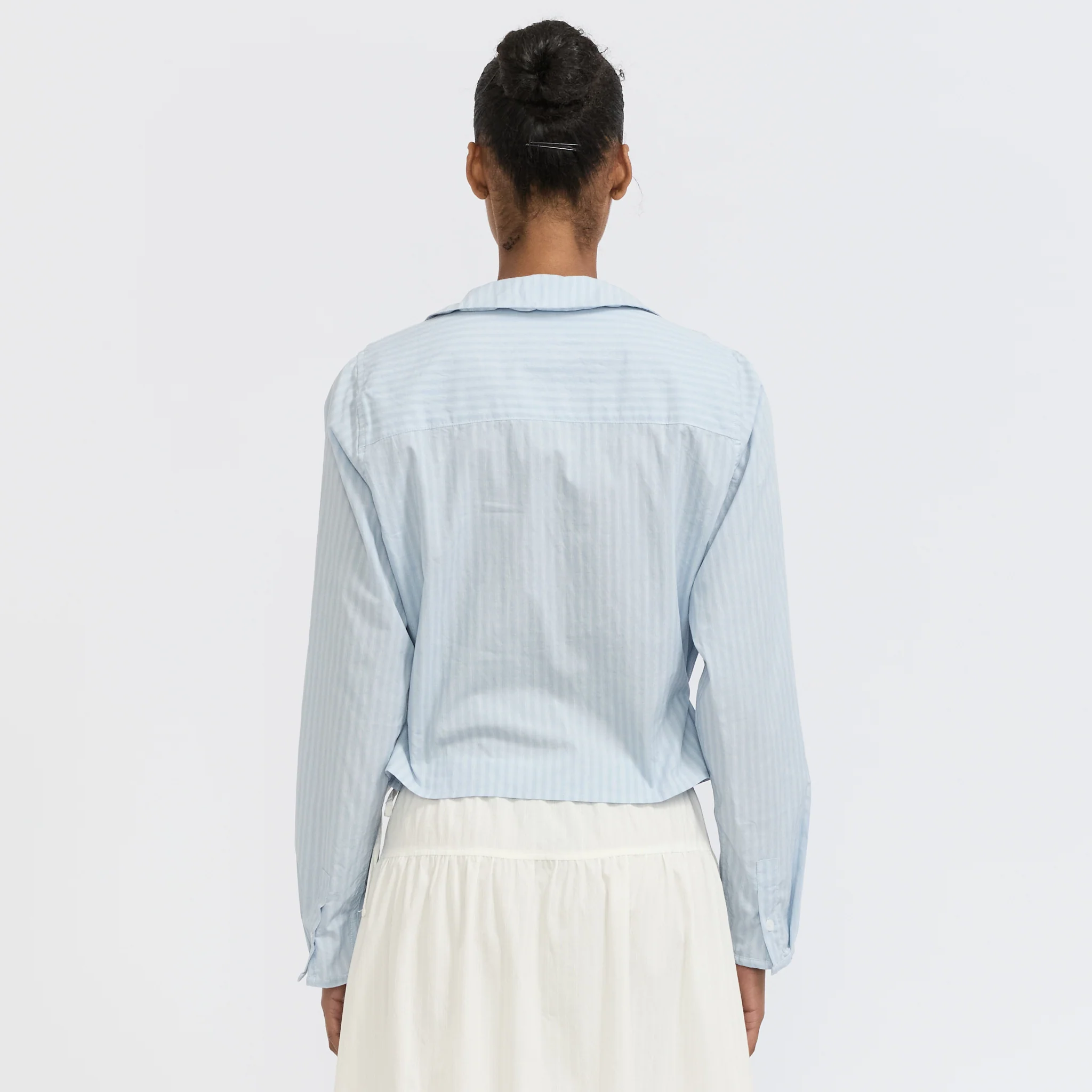 Waist Button Shirt Lake Blue Stripe - Image 4