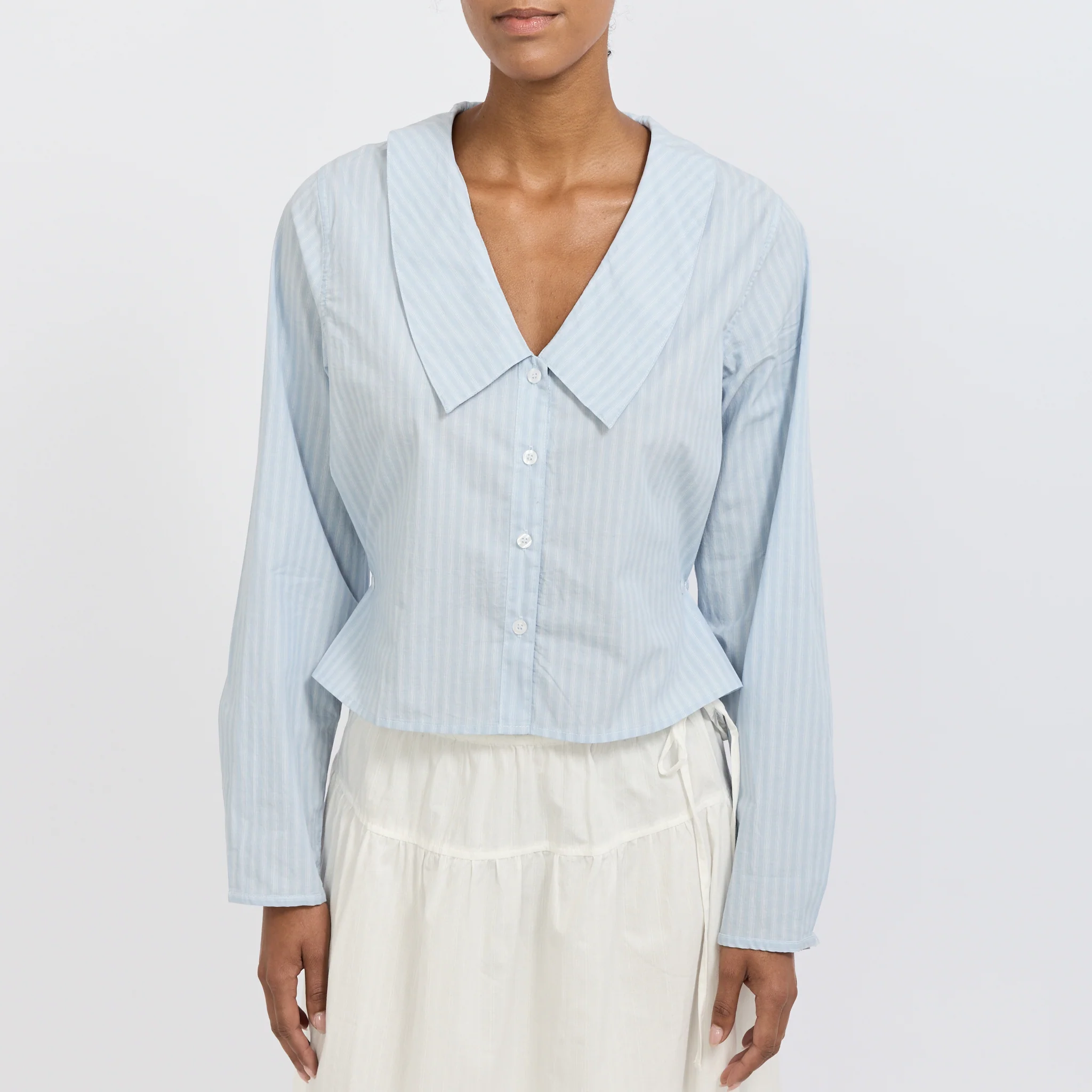 Waist Button Shirt Lake Blue Stripe - Image 5