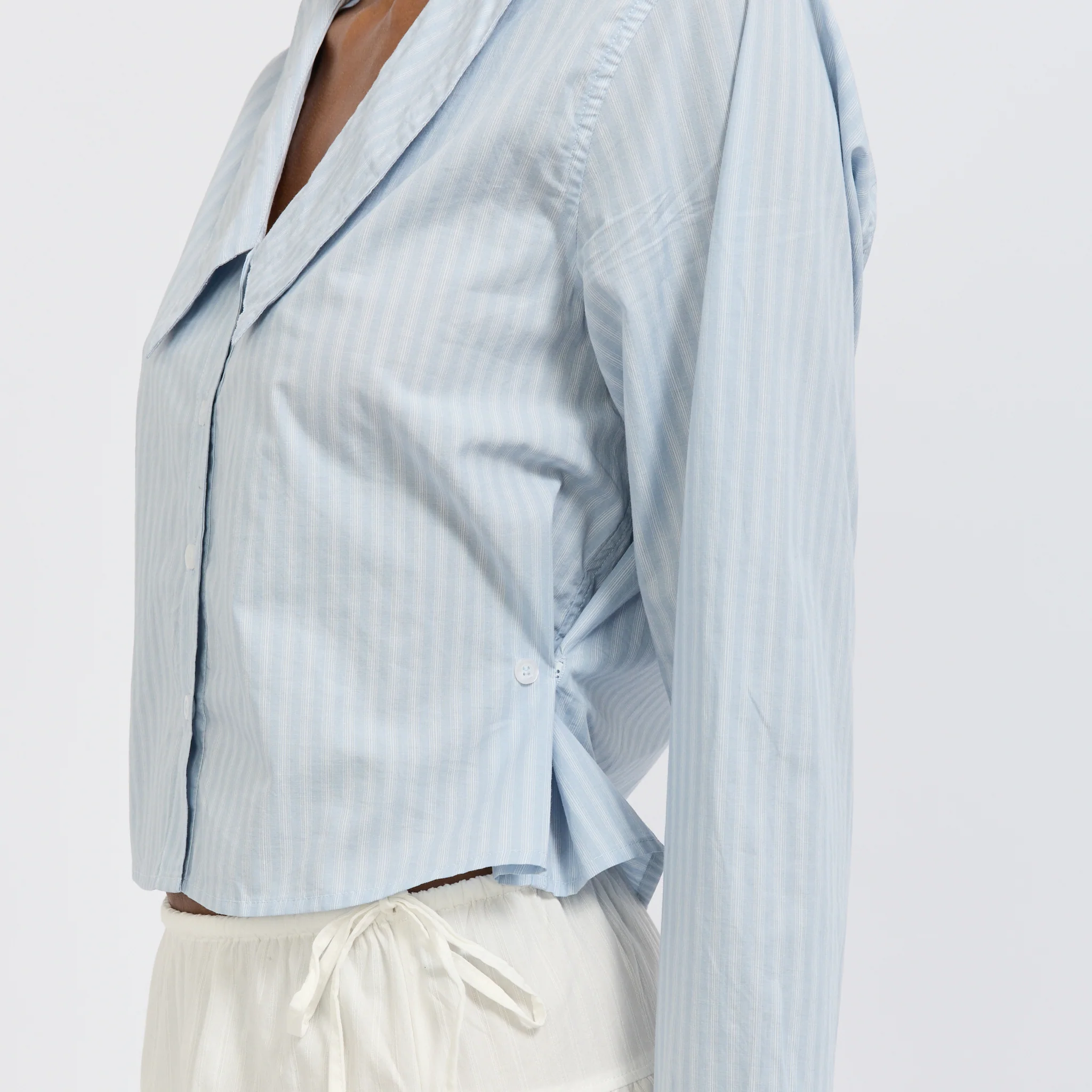 Waist Button Shirt Lake Blue Stripe - Image 6