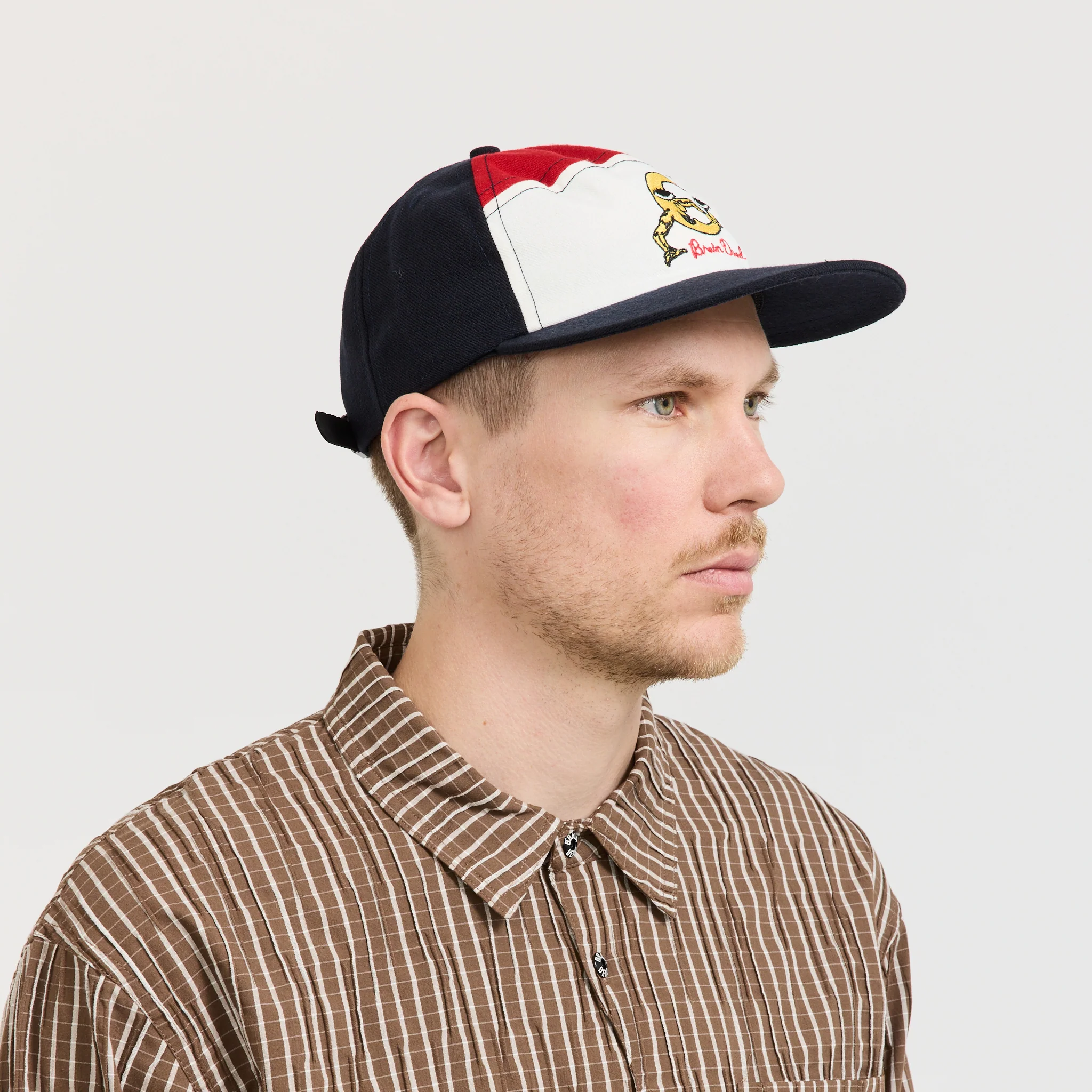 Waning Crescent Curved Front 6 Panel Hat Navy Multi