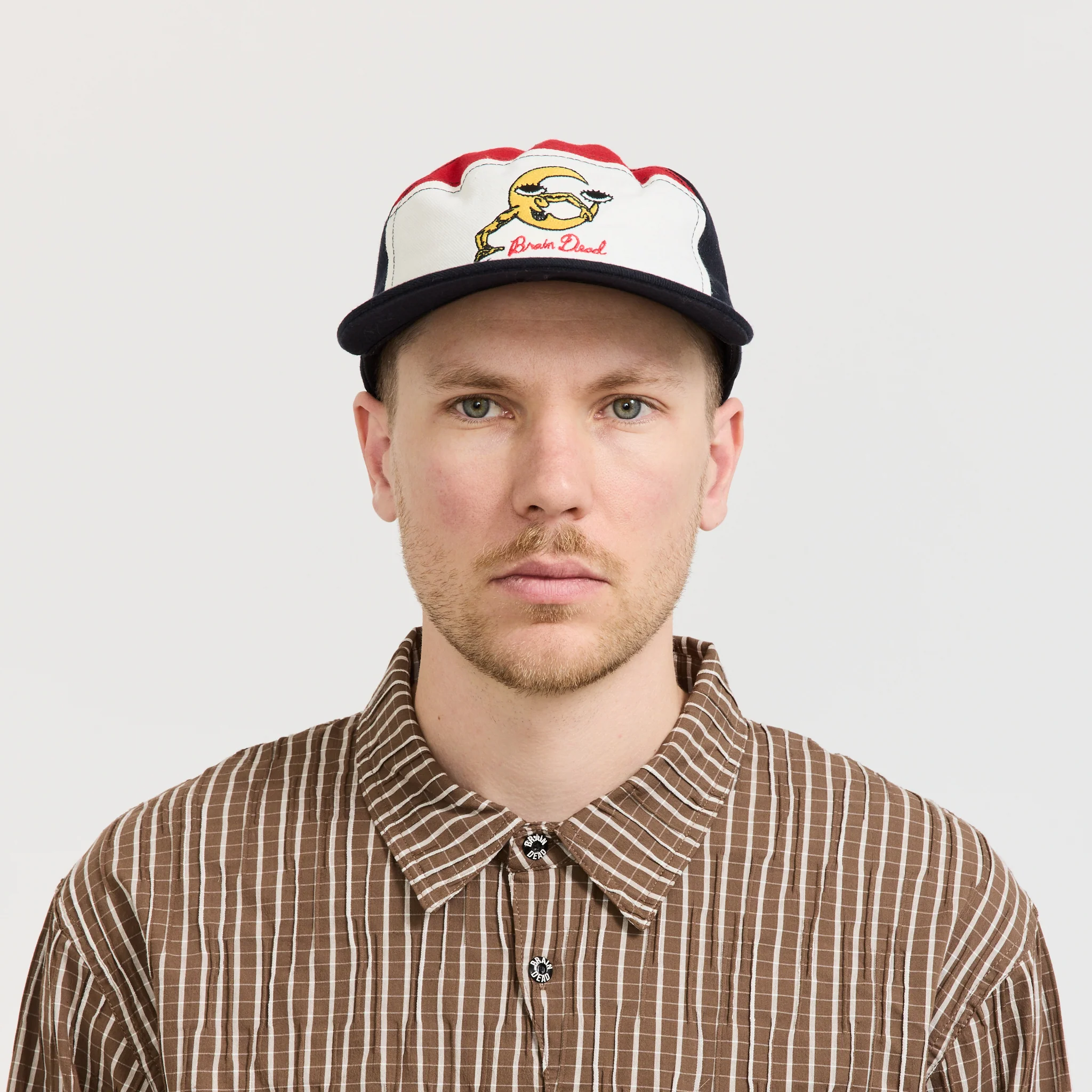 Waning Crescent Curved Front 6 Panel Hat Navy Multi - Image 2