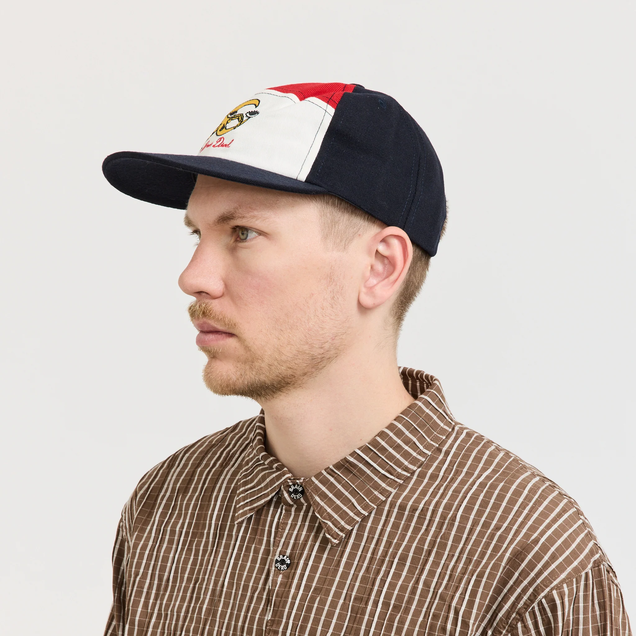 Waning Crescent Curved Front 6 Panel Hat Navy Multi - Image 3