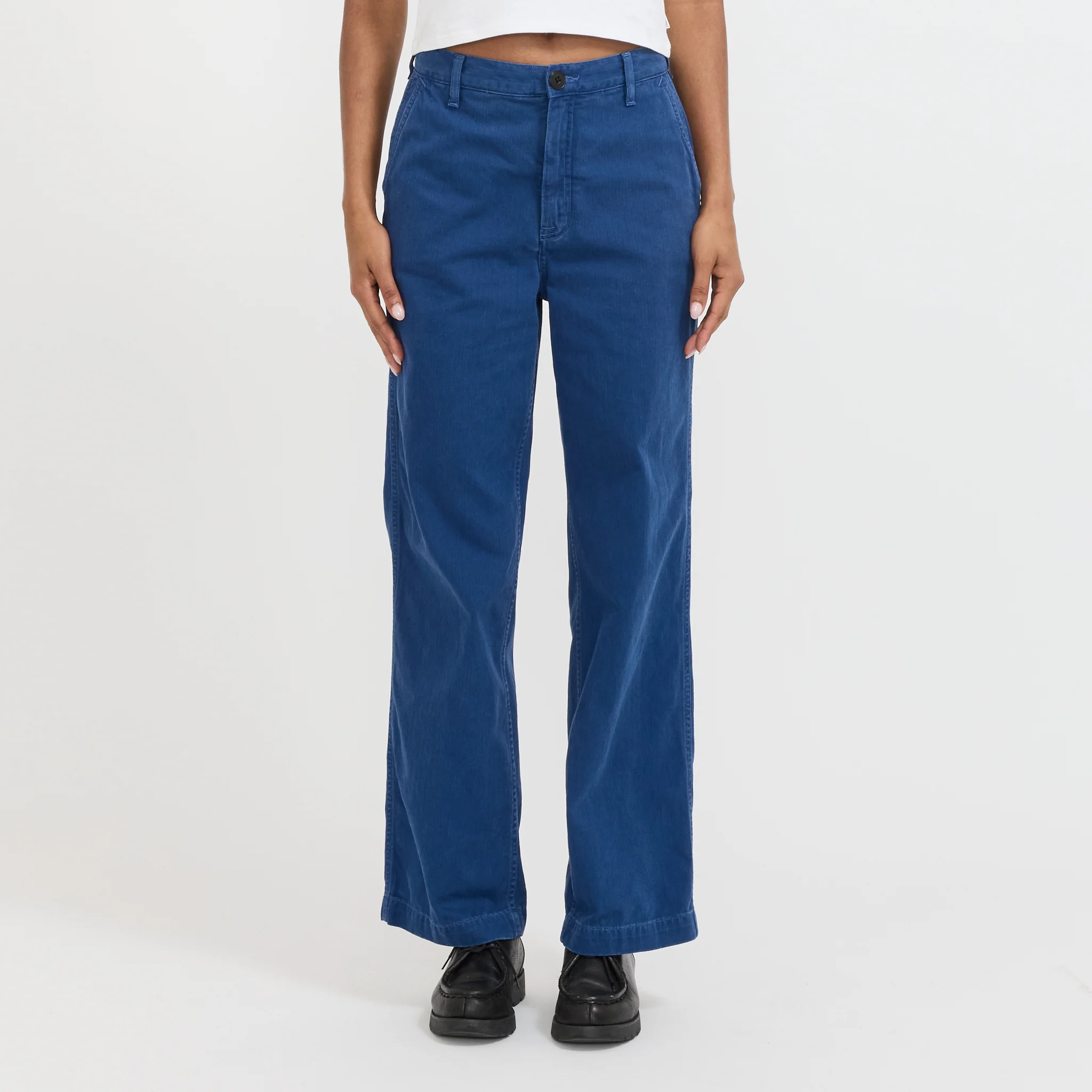Wendy Herringbone Denim Pants Blue