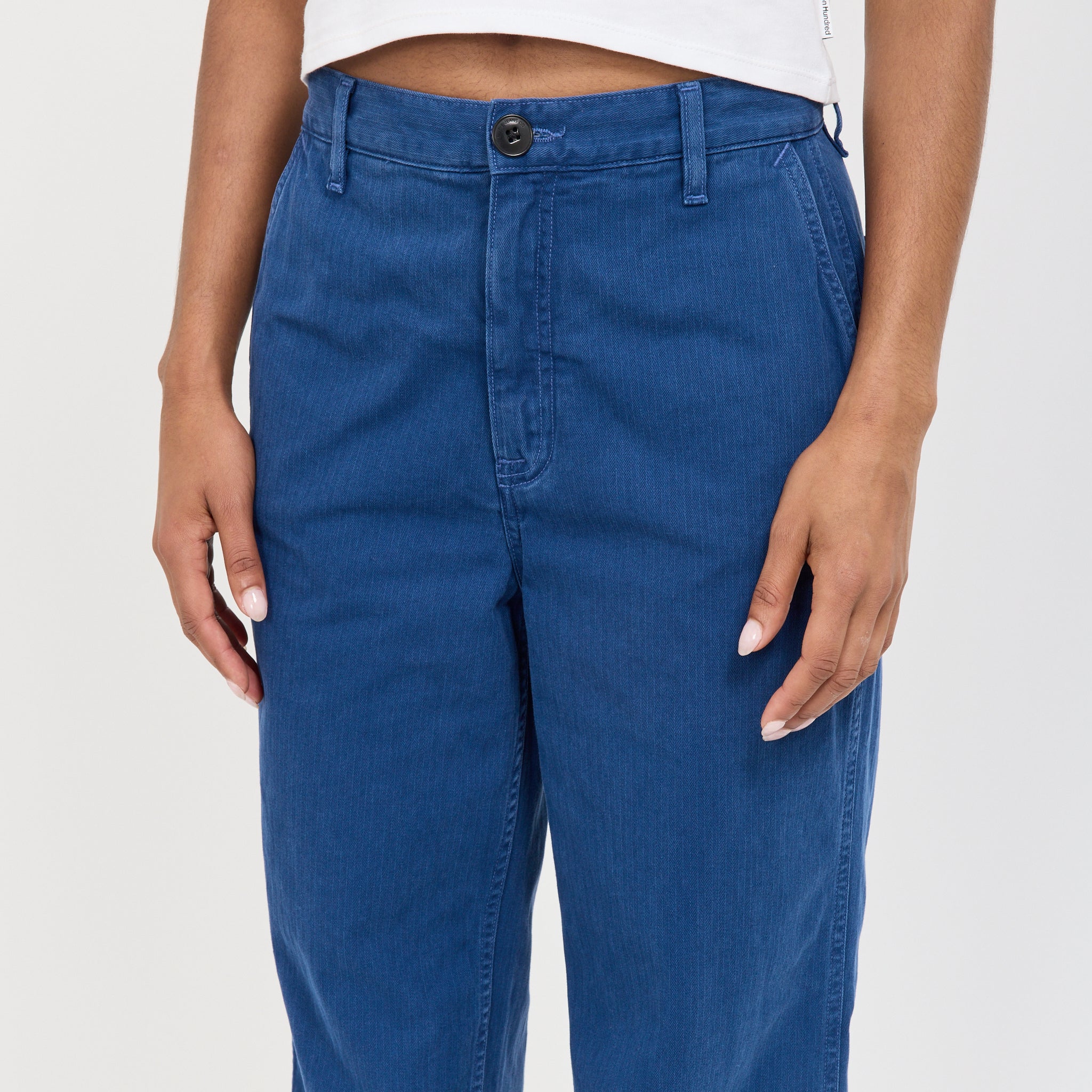 Wendy Herringbone Denim Pants Blue - Image 5