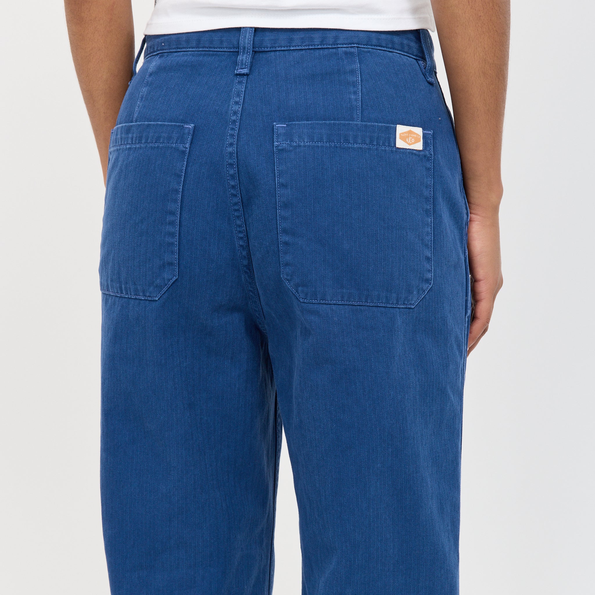 Wendy Herringbone Denim Pants Blue - Image 6