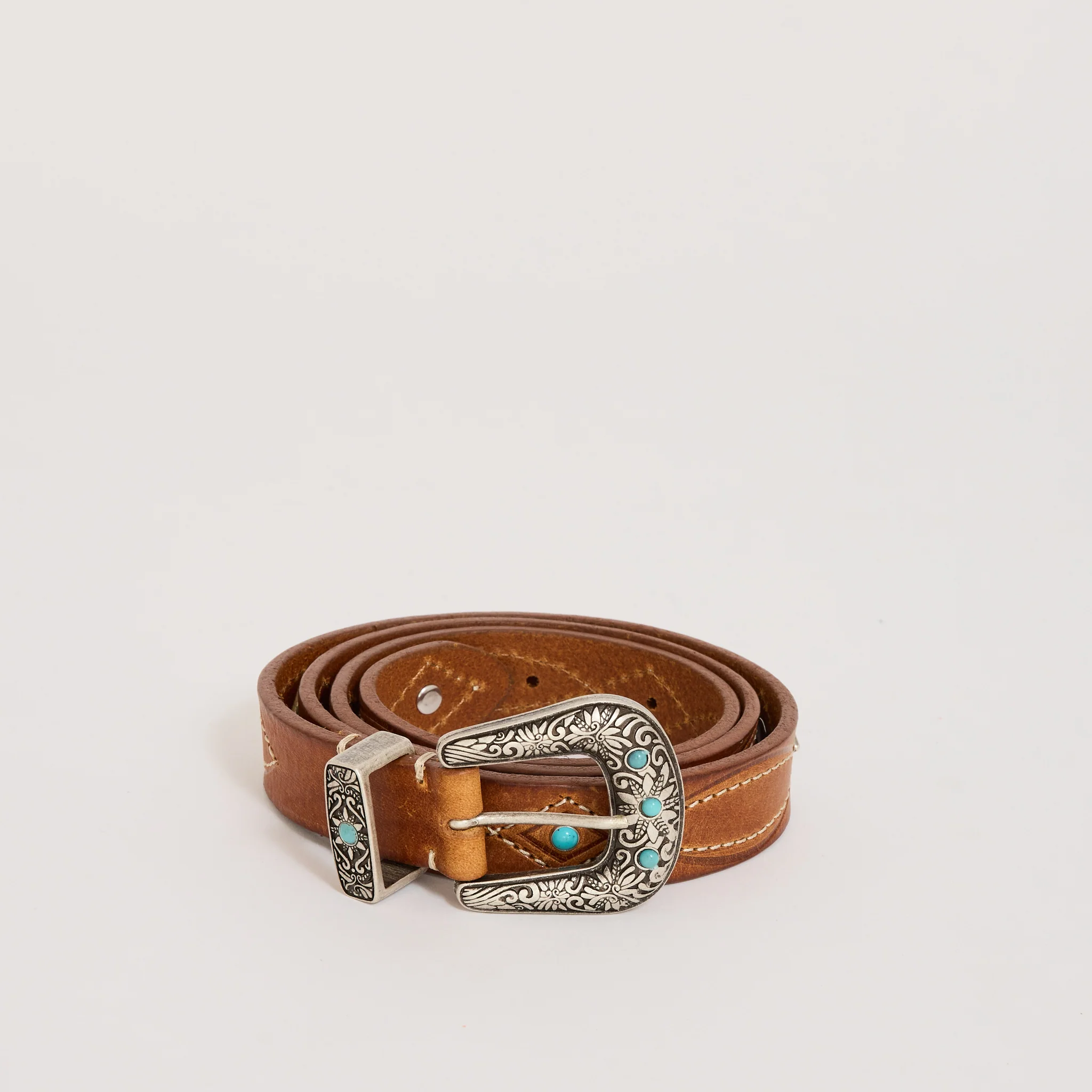 Western Embellished Belt Toffee Brown