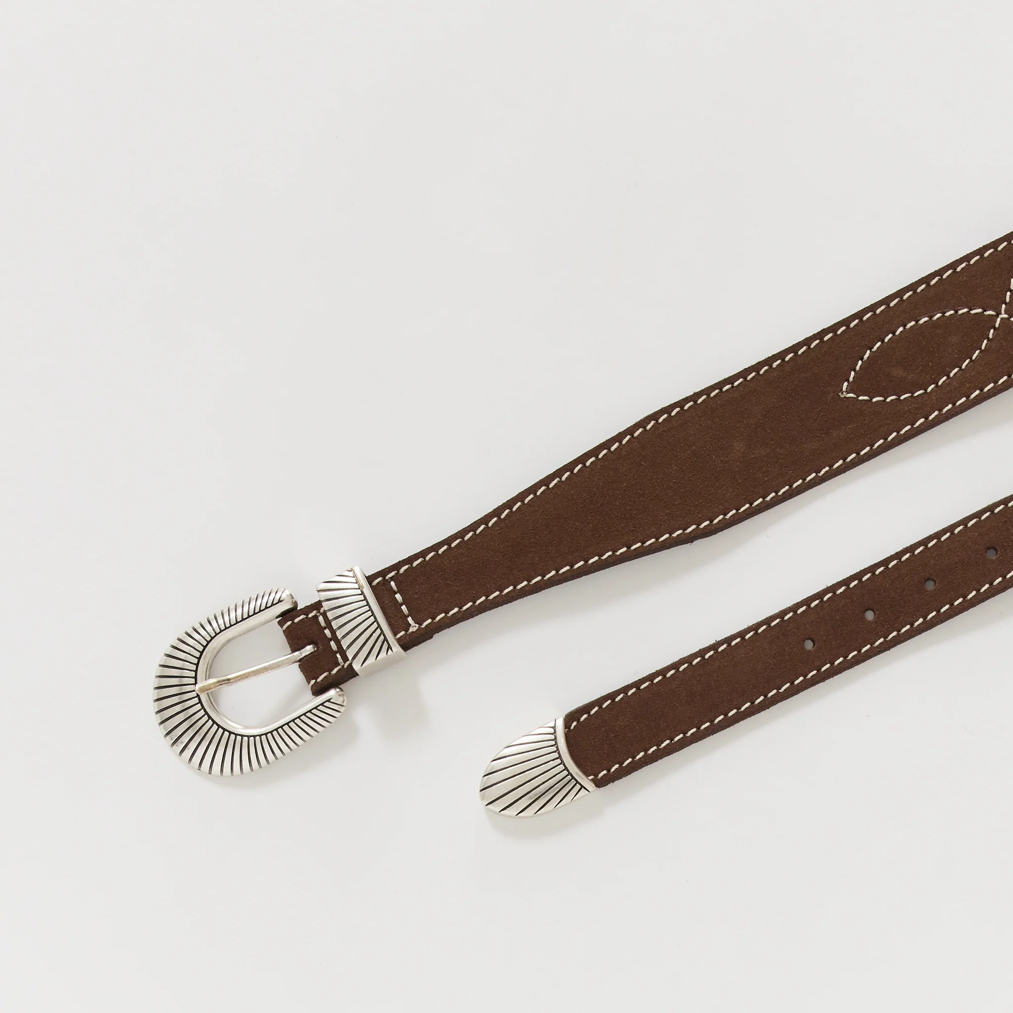 Western Ranch Suede Belt Toffee Brown