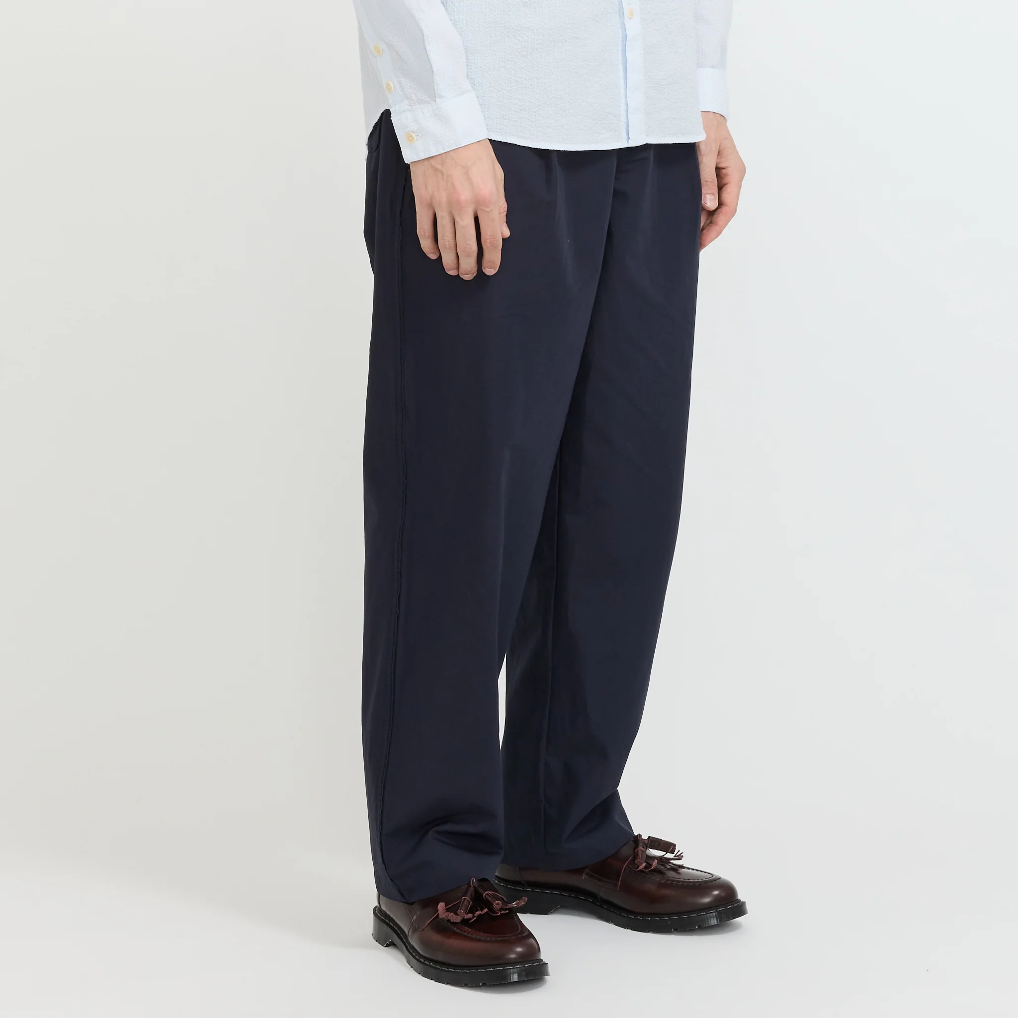 Wide Fit Trouser Navy Tech Slub - Image 3