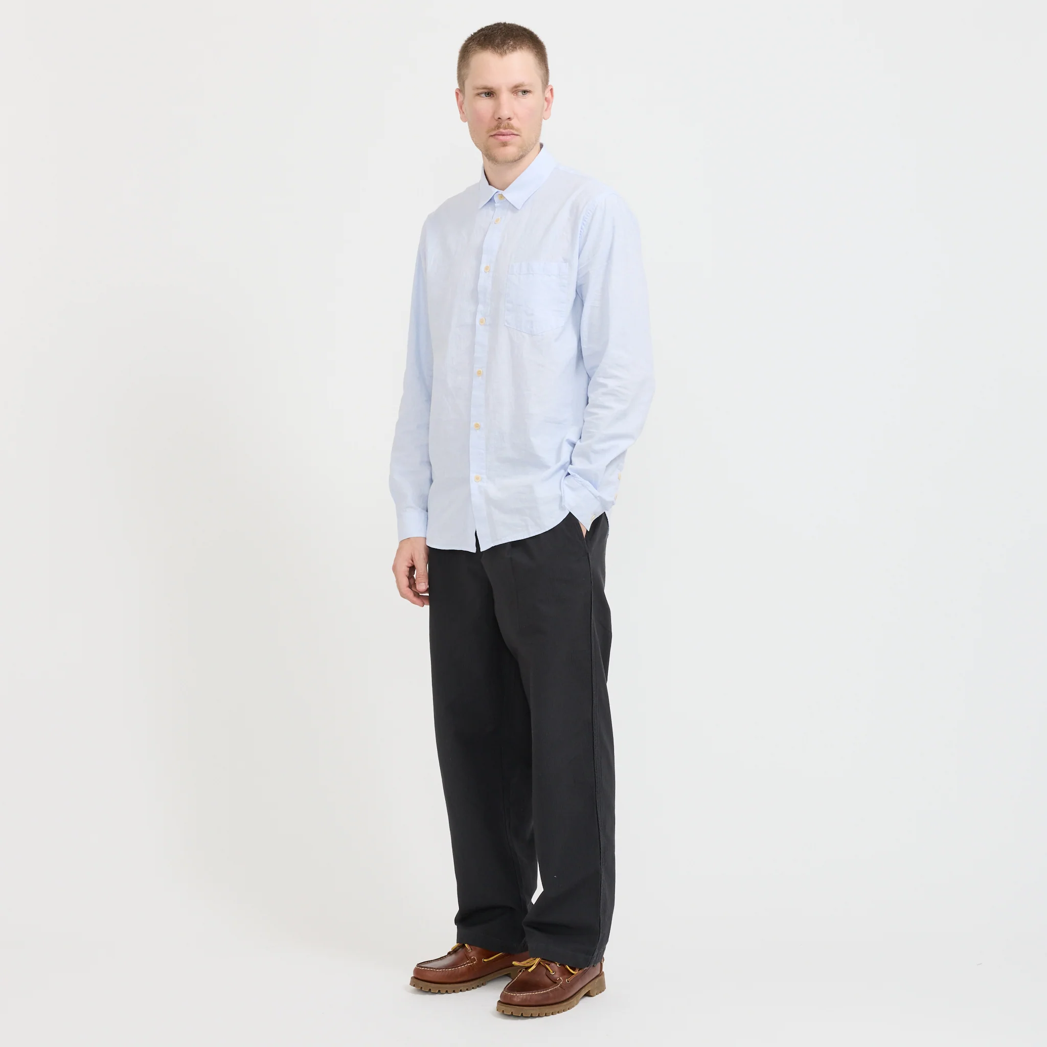 Wide Fit Trouser Soft Black Topstitch - Image 2