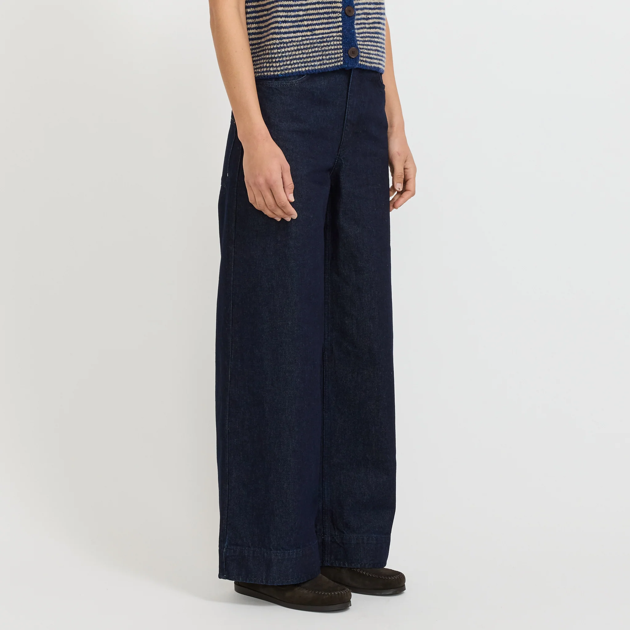 Wide Leg Denim Trousers Indigo - Image 3