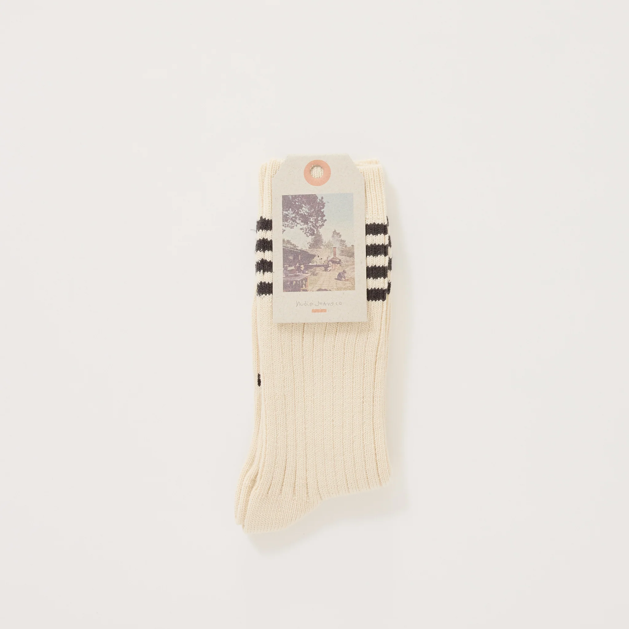 Women Tennis Socks Stripe Off White/Black - Image 2
