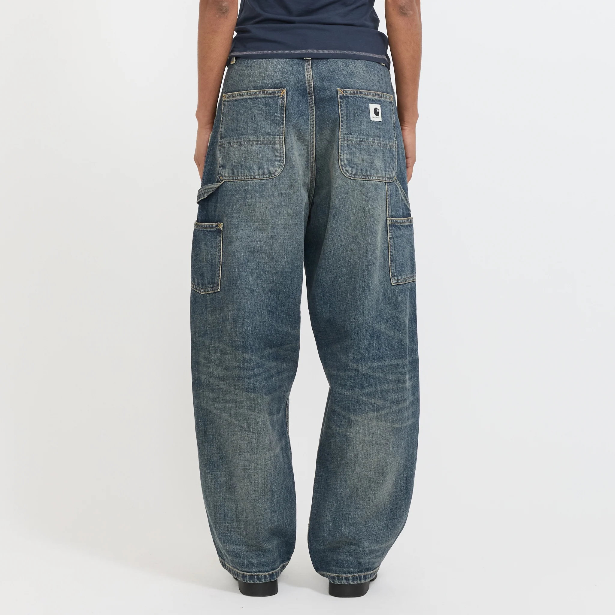 Women's Brandon Single Knee Pant Blue Worn Used Wash - Image 4