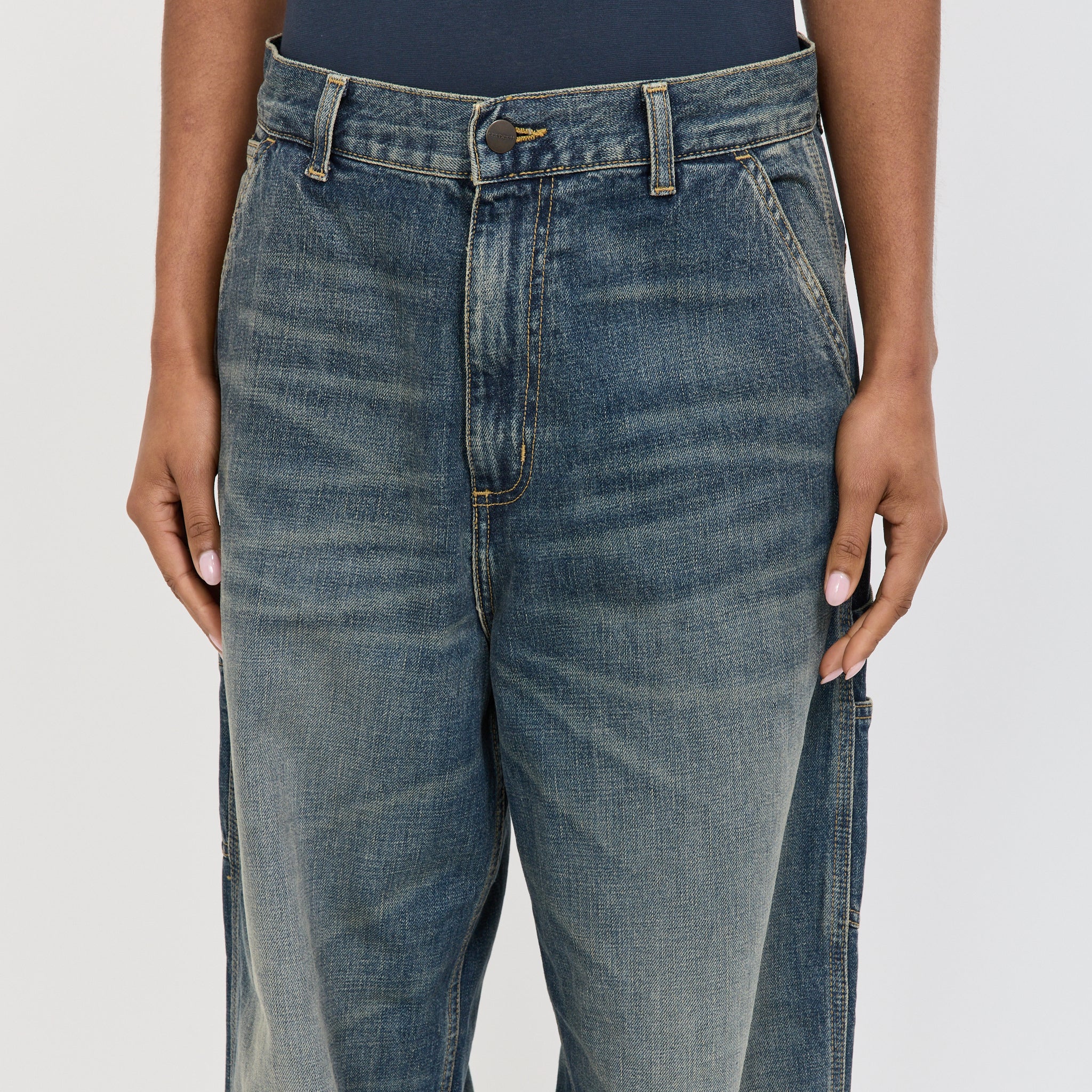 Women's Brandon Single Knee Pant Blue Worn Used Wash - Image 5