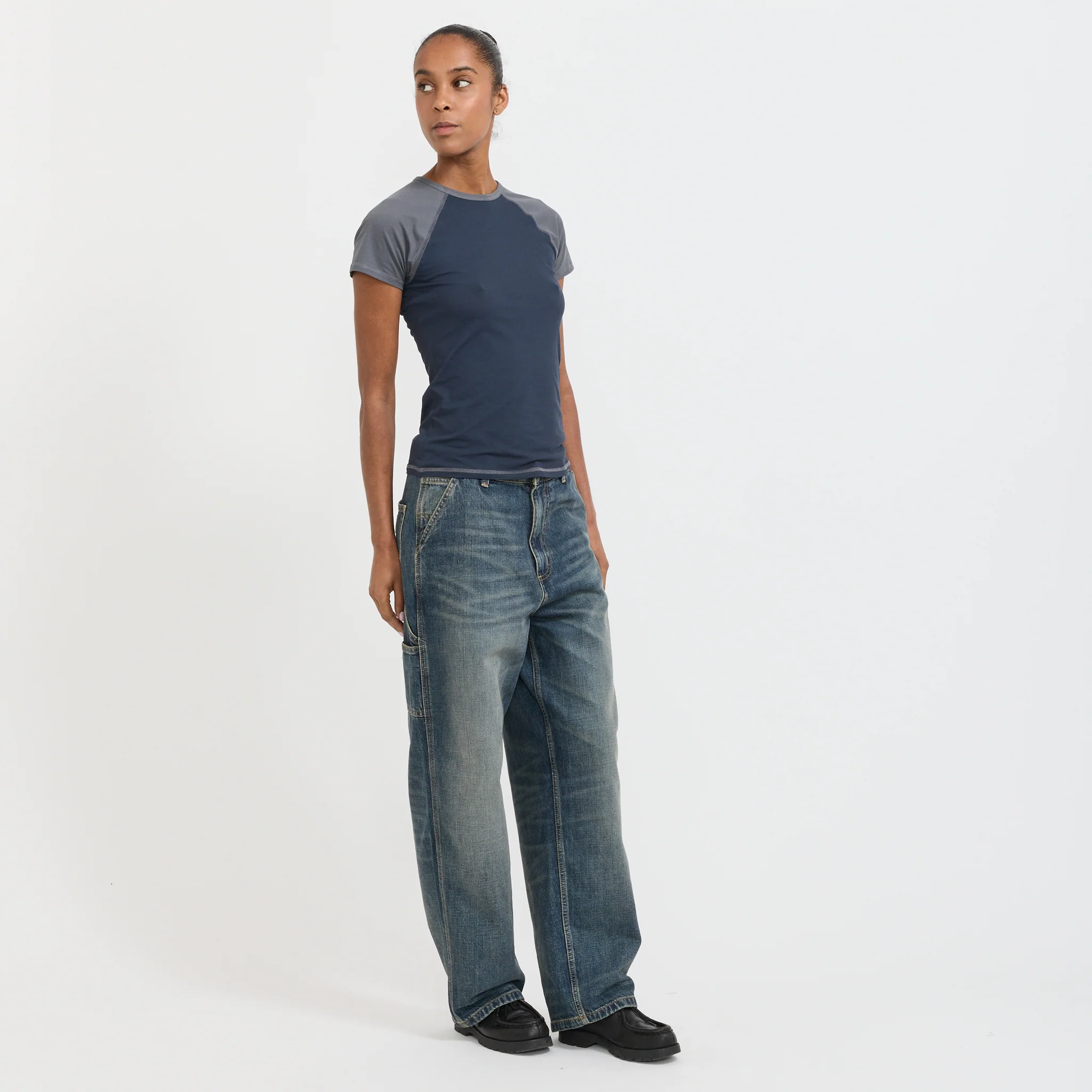 Women's Brandon Single Knee Pant Blue Worn Used Wash - Image 7
