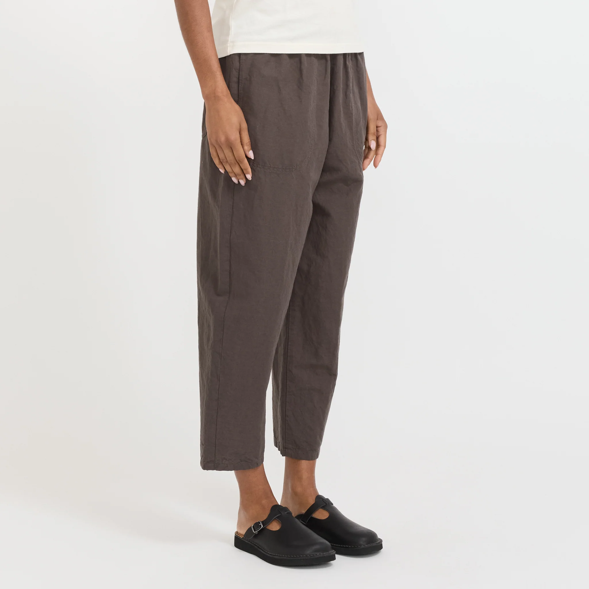 Womens Easy Pants Cotton/Linen Weather Cloth Charcoal - Image 3