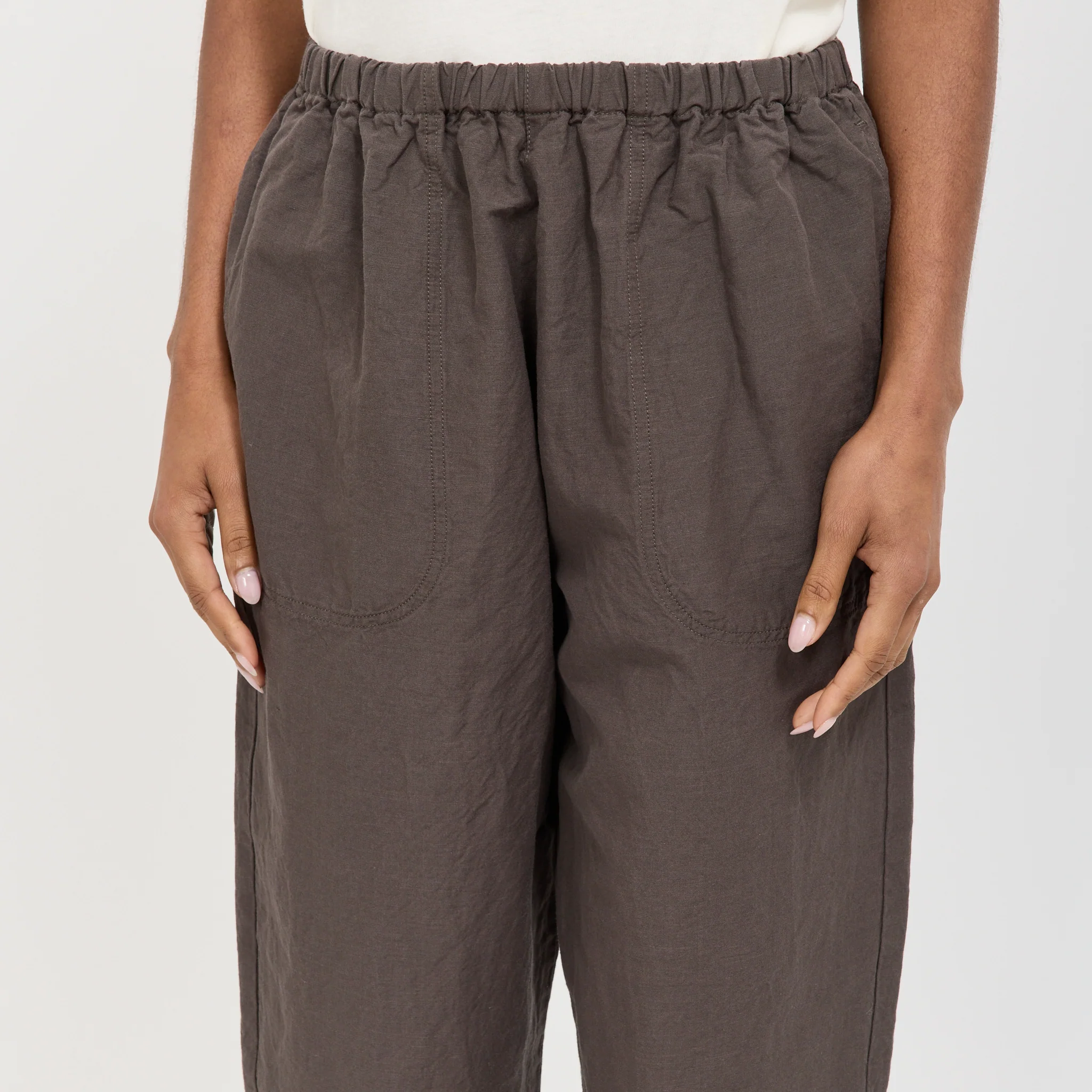 Womens Easy Pants Cotton/Linen Weather Cloth Charcoal - Image 5