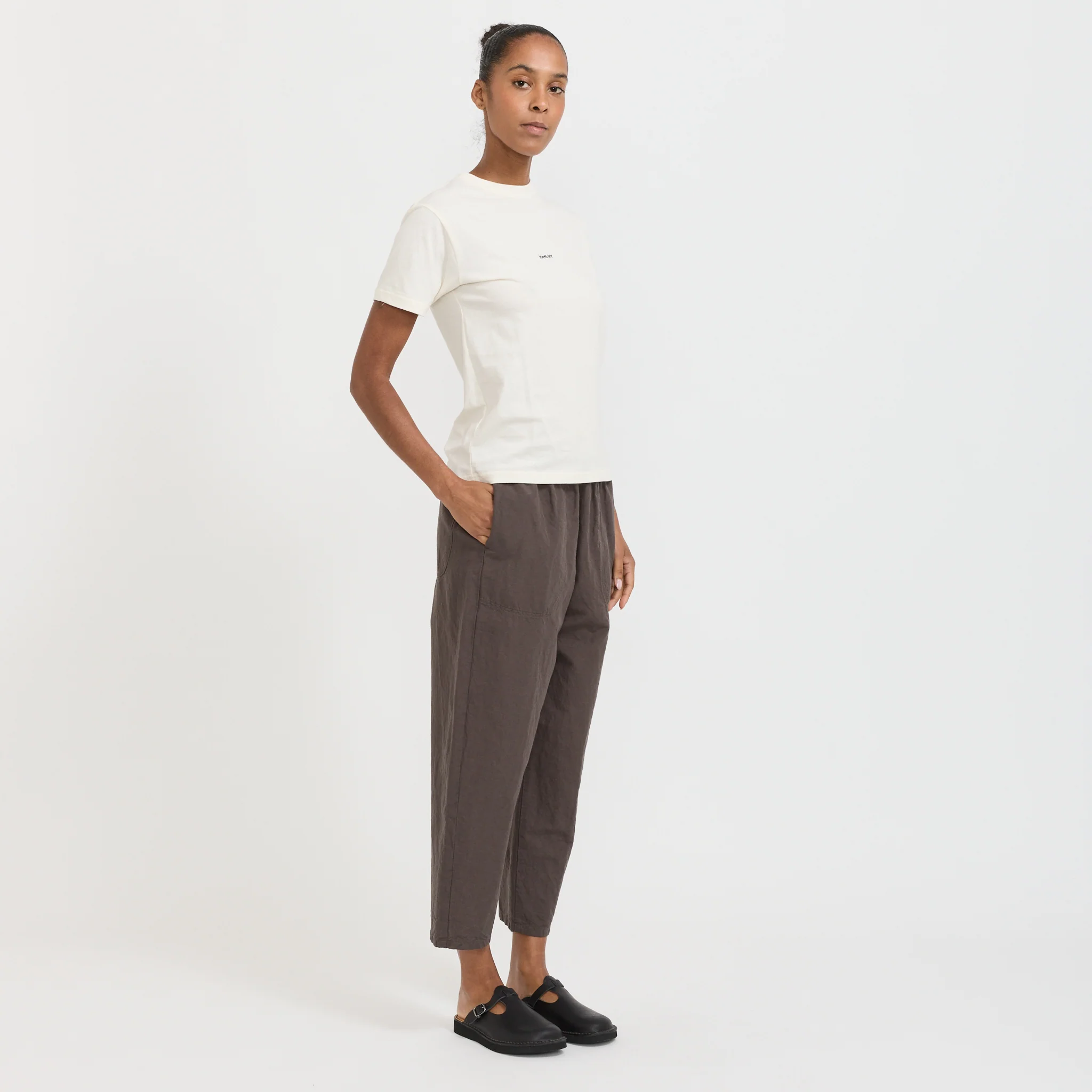 Womens Easy Pants Cotton/Linen Weather Cloth Charcoal - Image 7