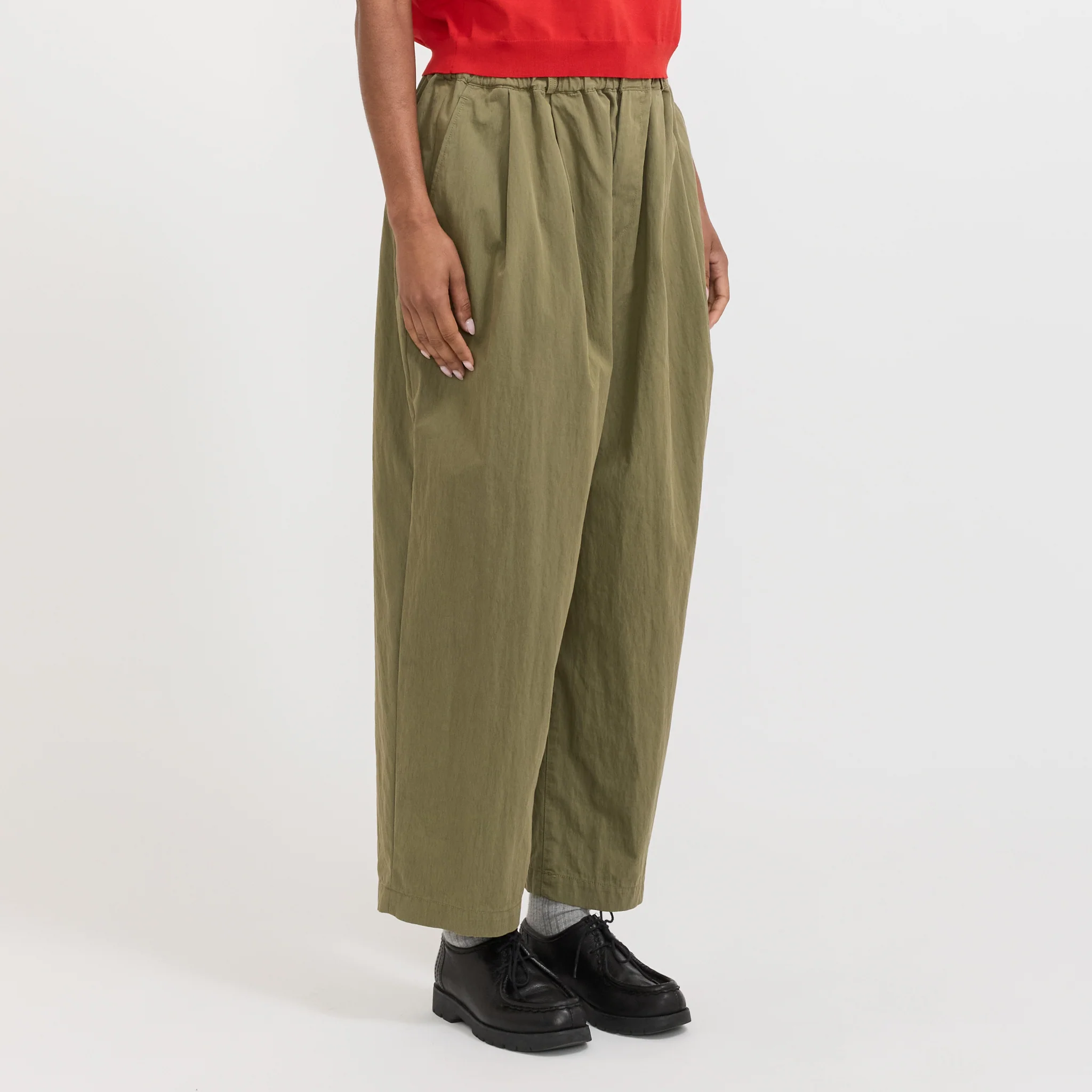 Womens Easy Pants Cotton/Nylon Twill Olive - Image 3