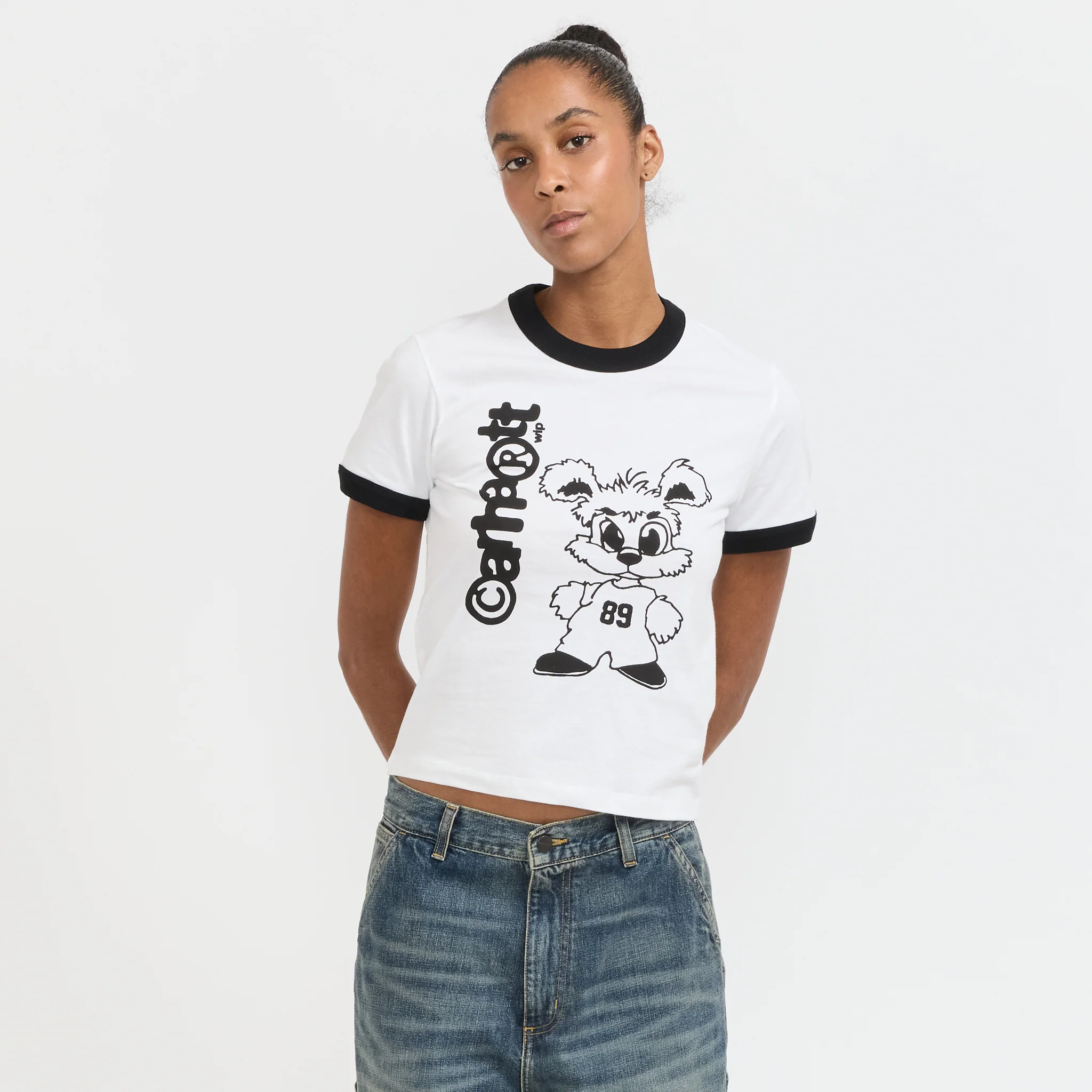Womens S/S IP Ringer T-Shirt White/Black