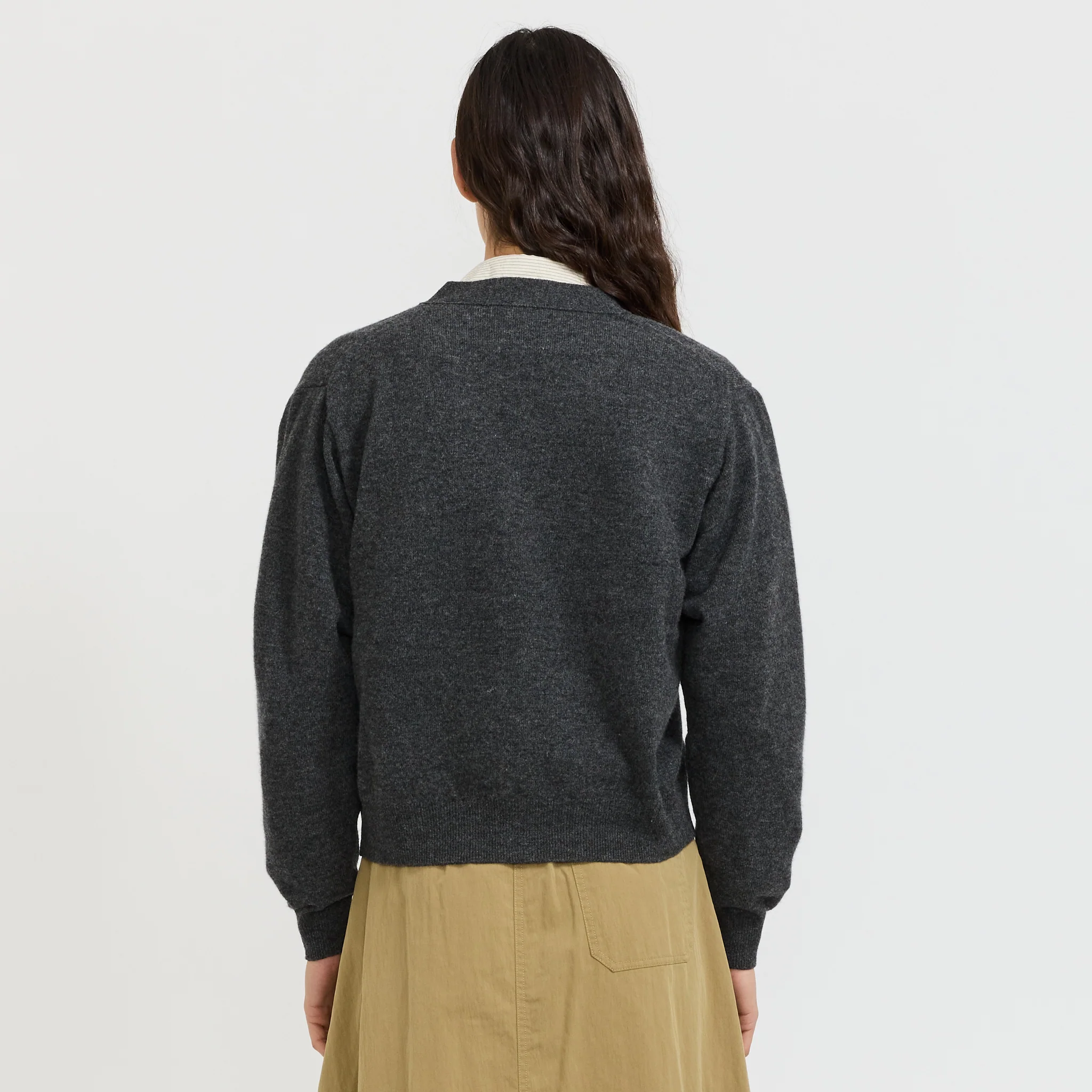 Womens V Neck Cardigan Carbon - Image 4