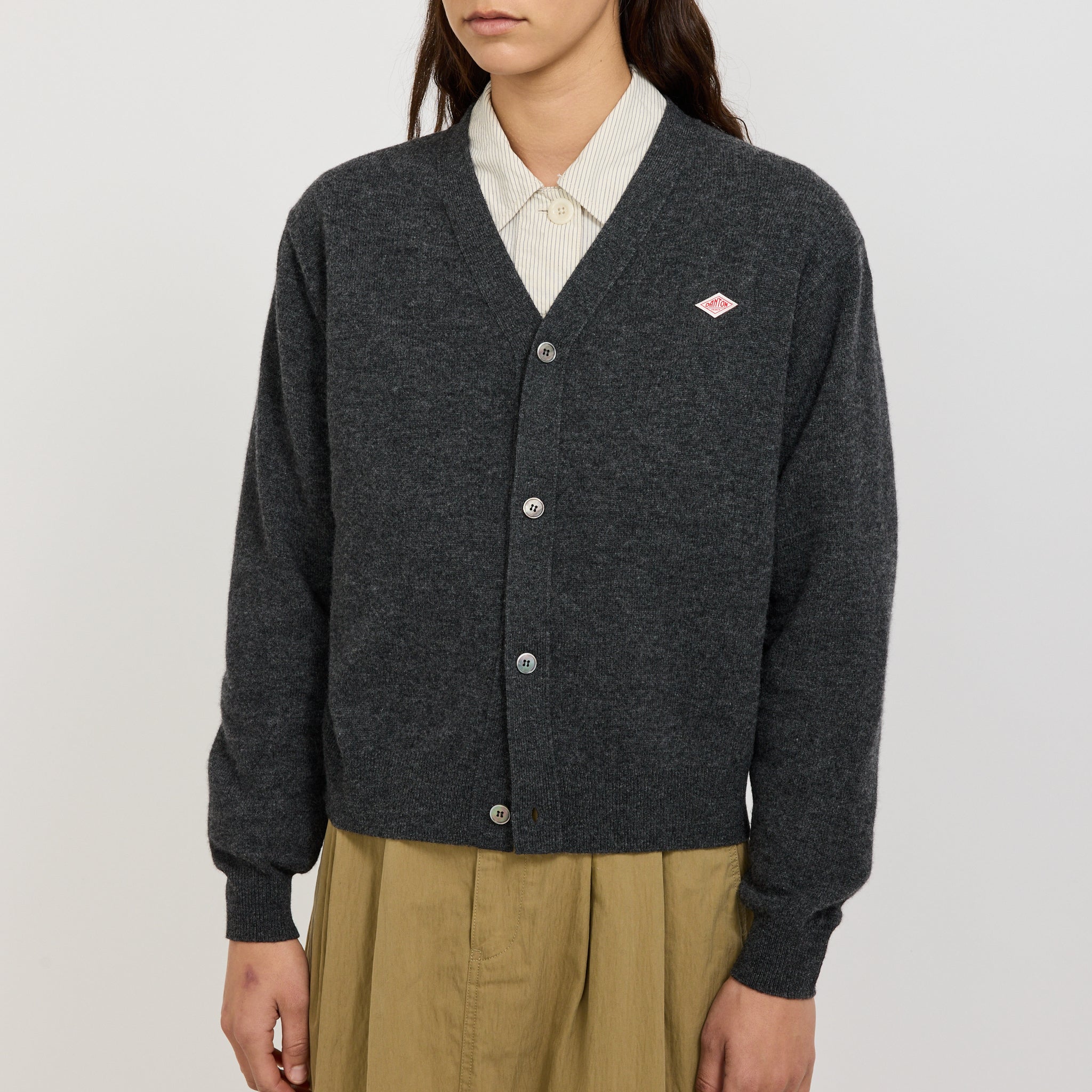 Womens V Neck Cardigan Carbon - Image 5