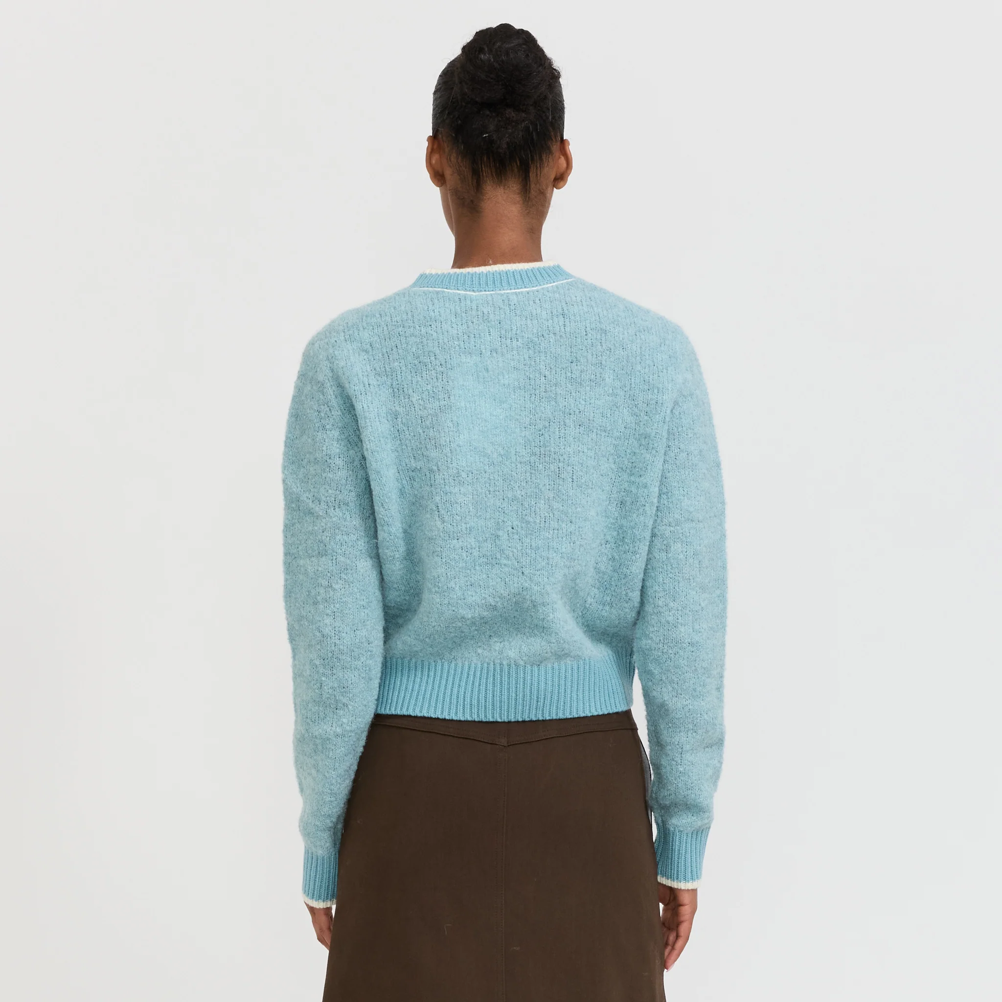 Wool Alpaca Contrast Knit Pale Blue - Image 4