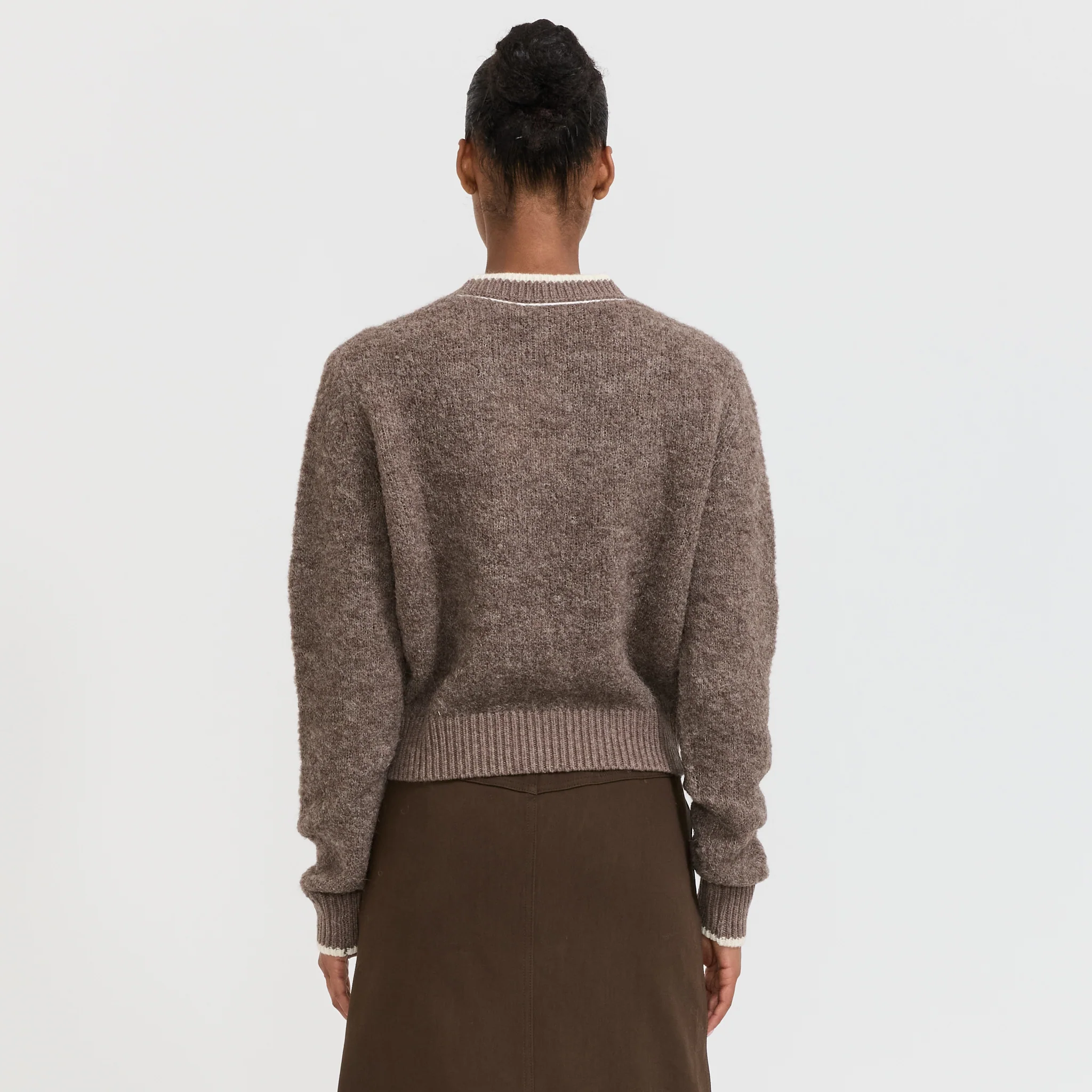 Wool Alpaca Contrast Knit Walnut - Image 4