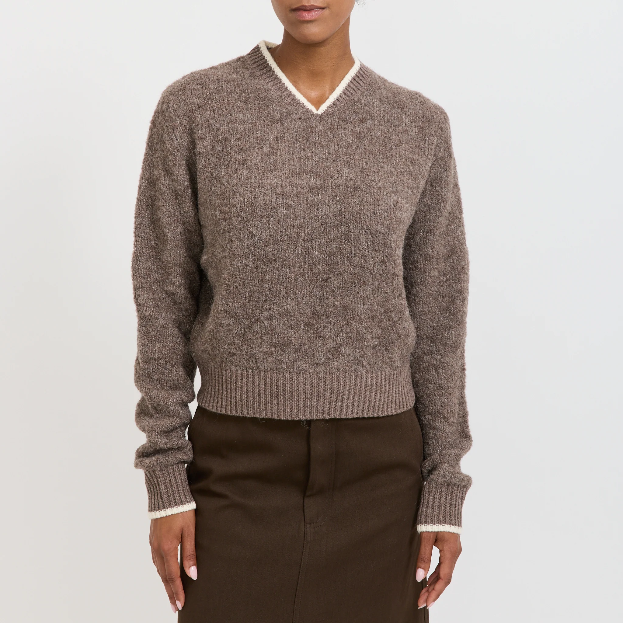 Wool Alpaca Contrast Knit Walnut - Image 5
