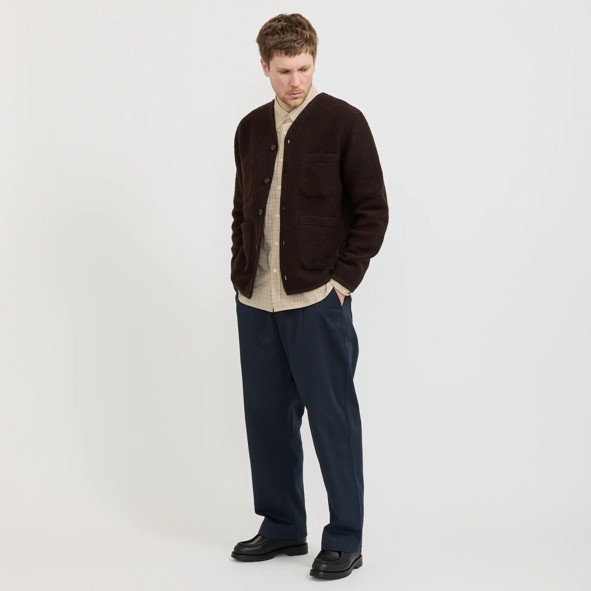 Wool Fleece Cardigan Brown - Image 2