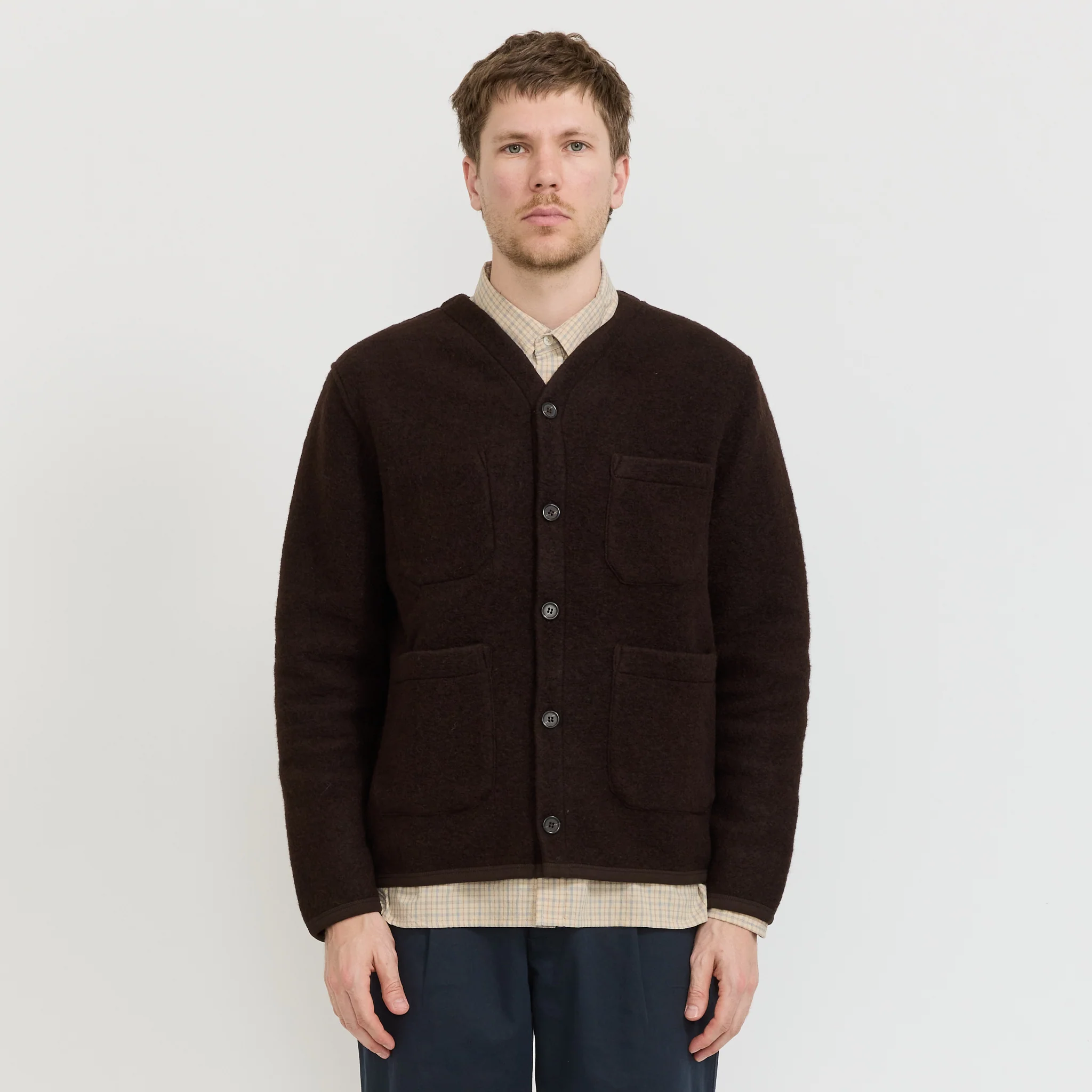 Wool Fleece Cardigan Brown - Image 5