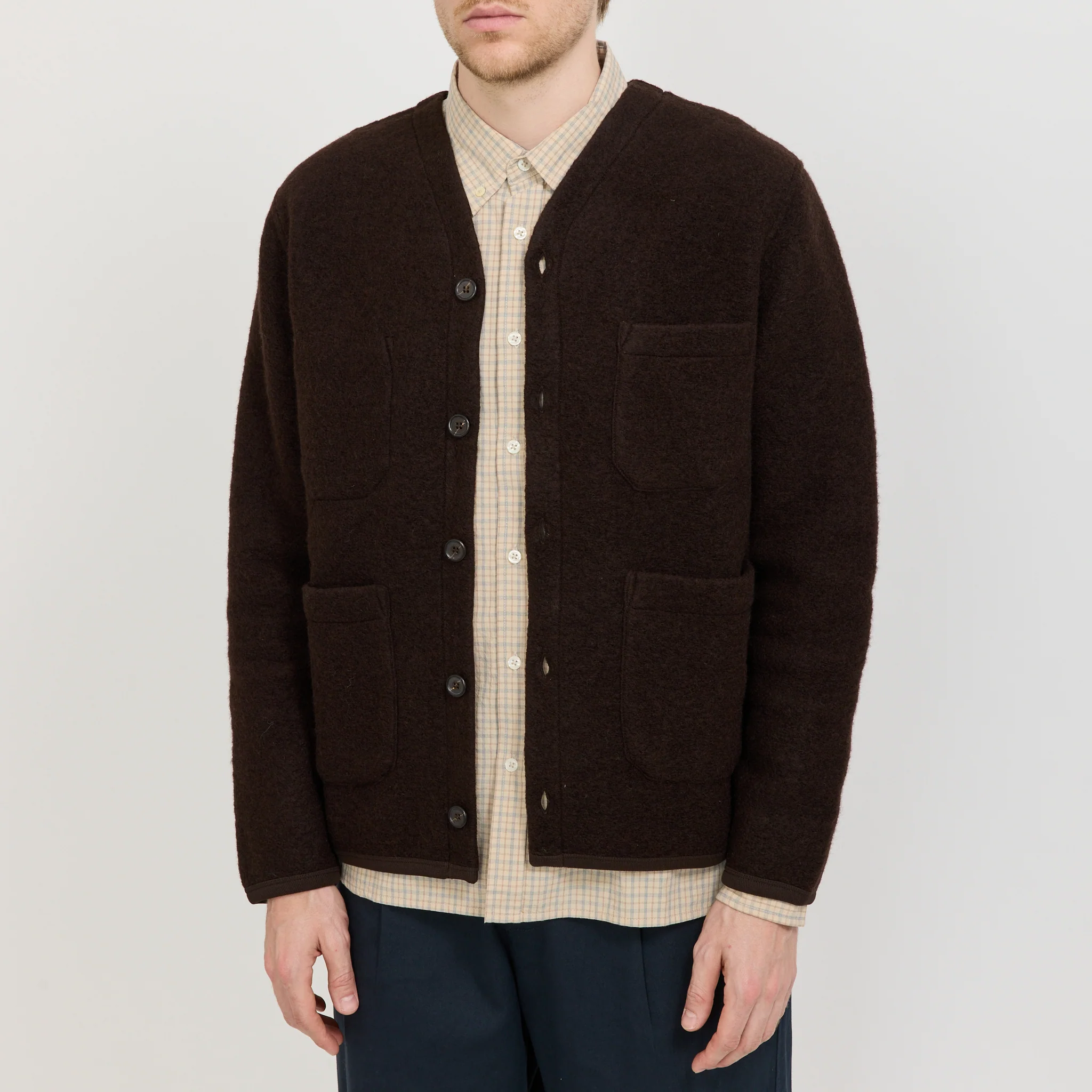 Wool Fleece Cardigan Brown - Image 6