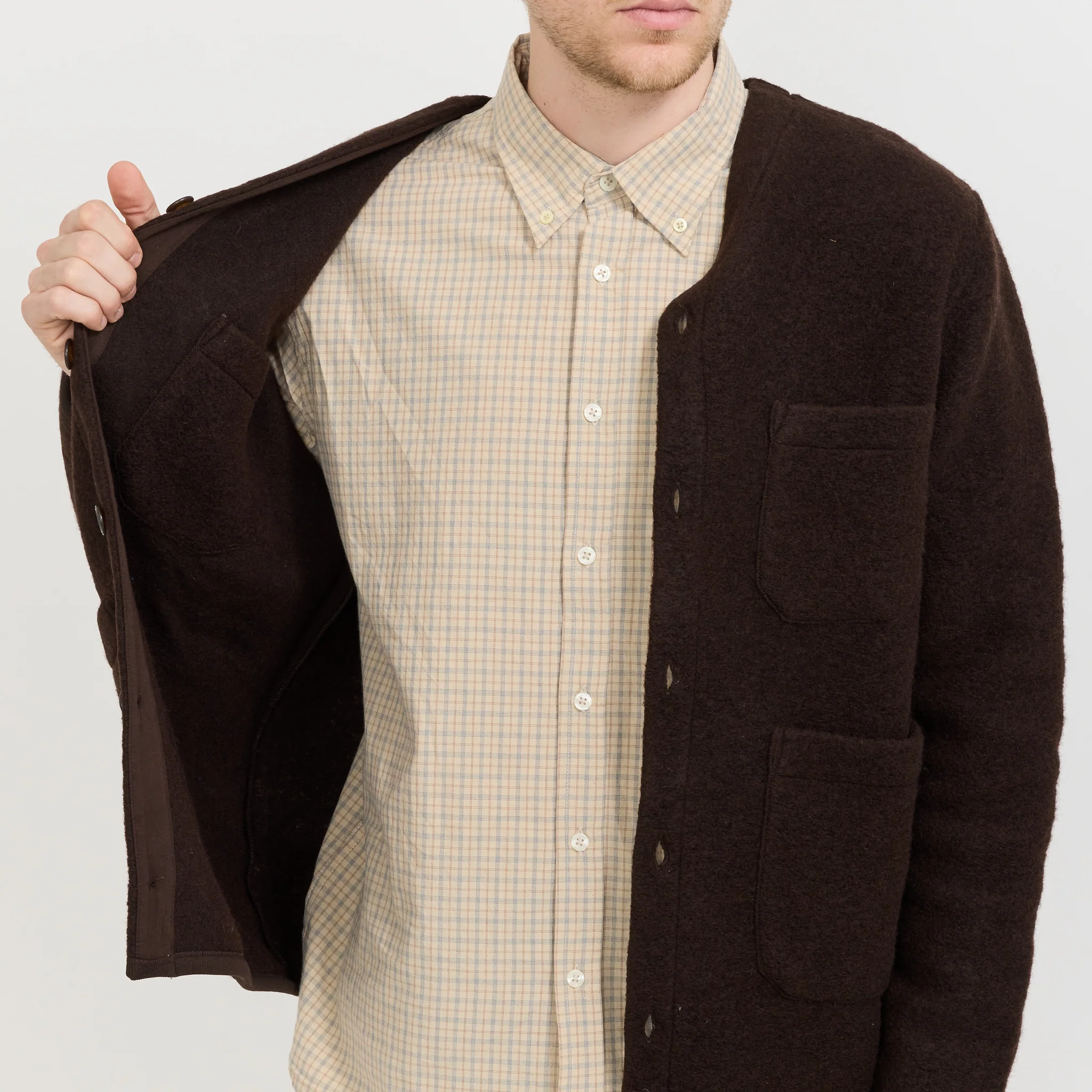 Wool Fleece Cardigan Brown - Image 7