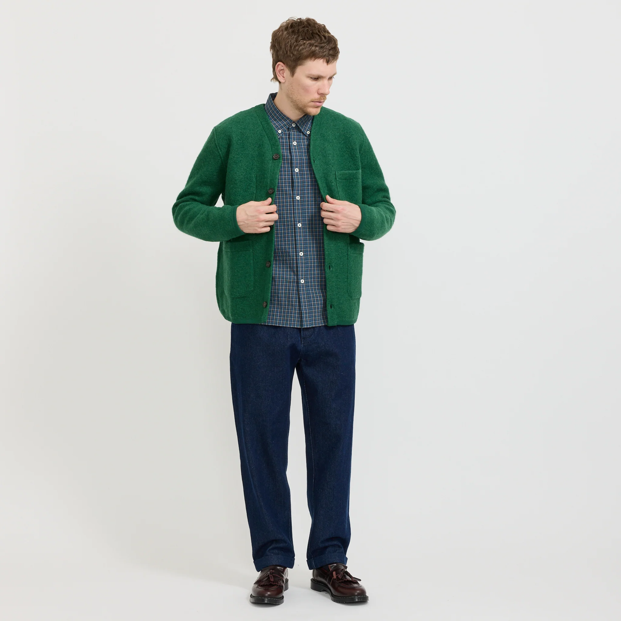 Wool Fleece Cardigan Green - Image 2