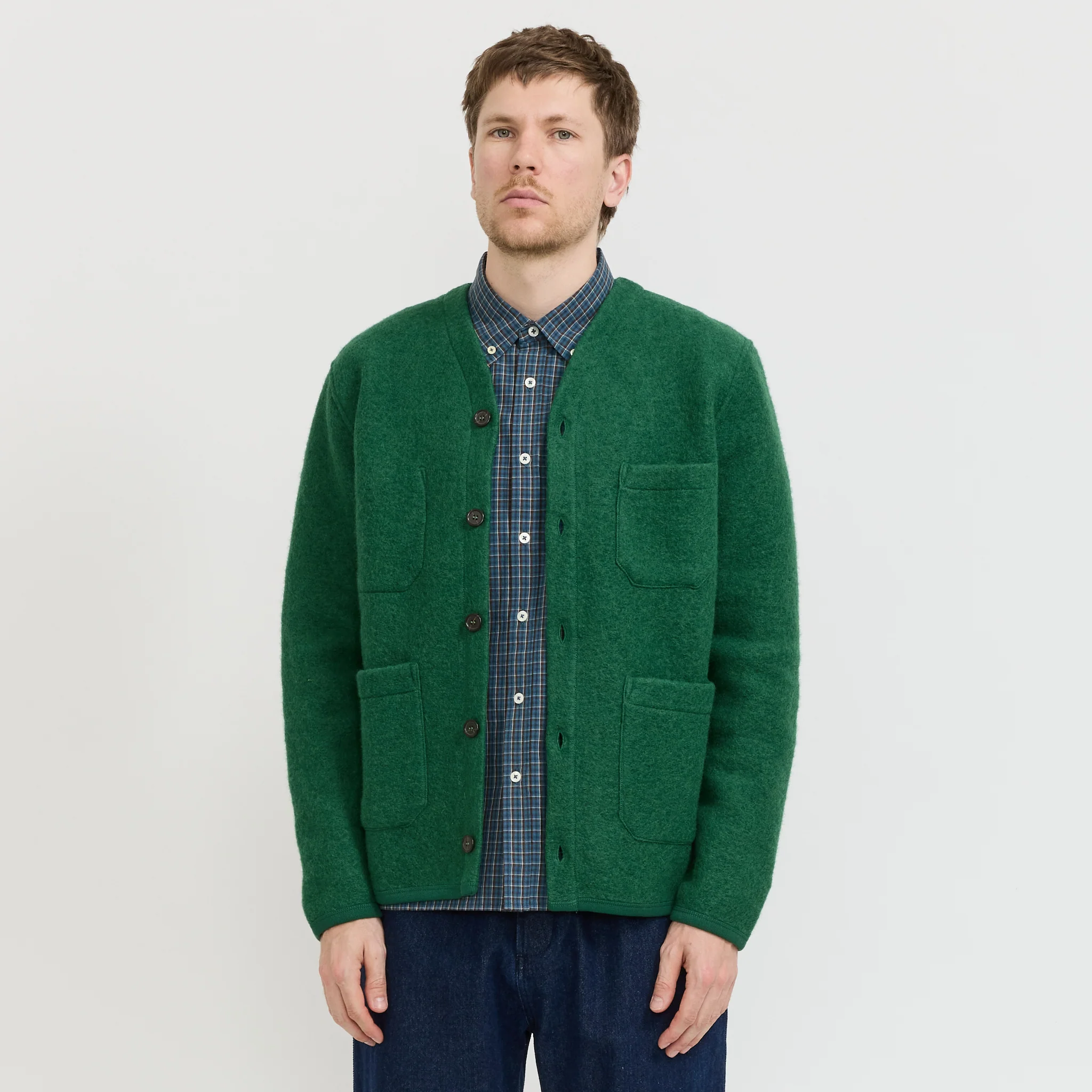 Wool Fleece Cardigan Green - Image 3