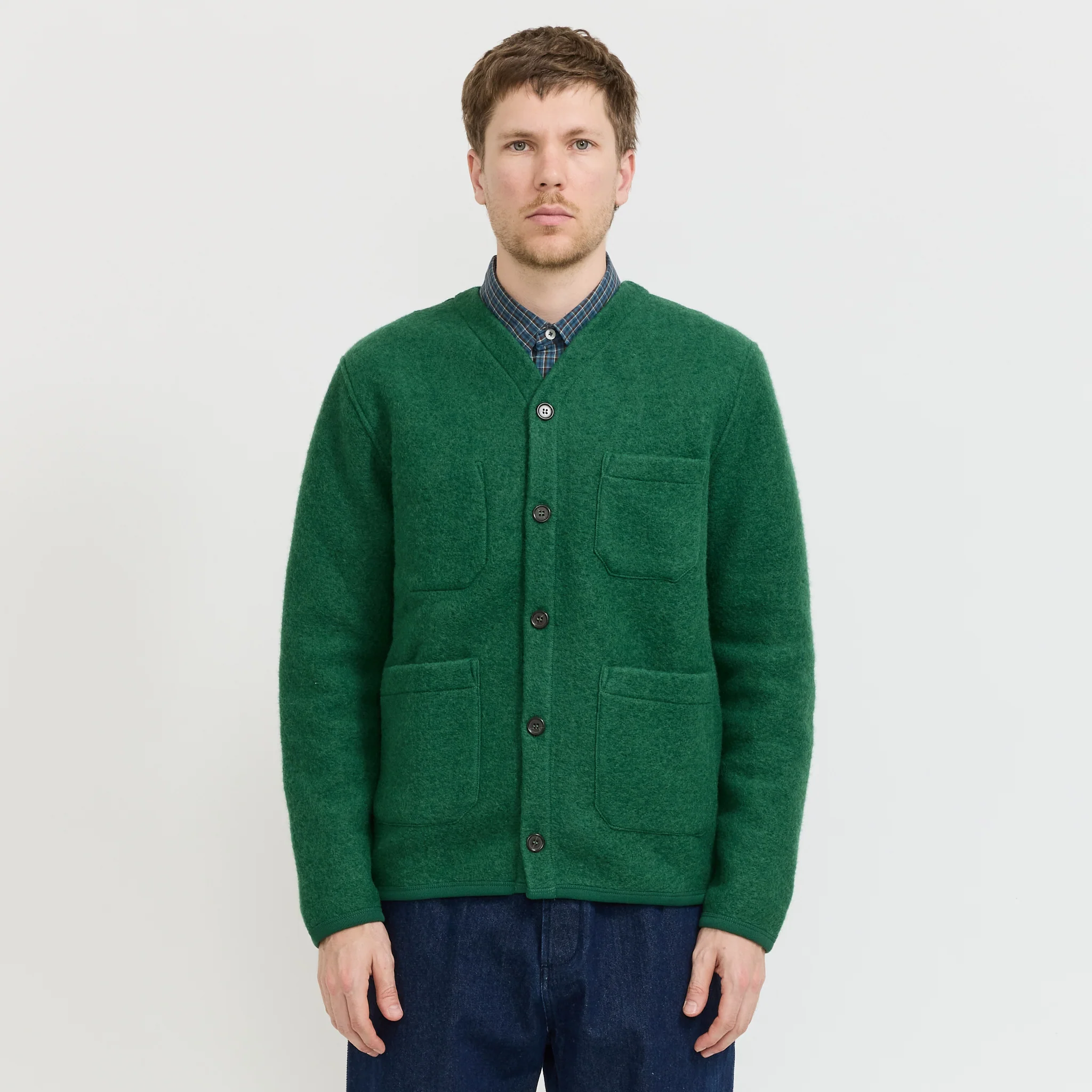 Wool Fleece Cardigan Green - Image 5