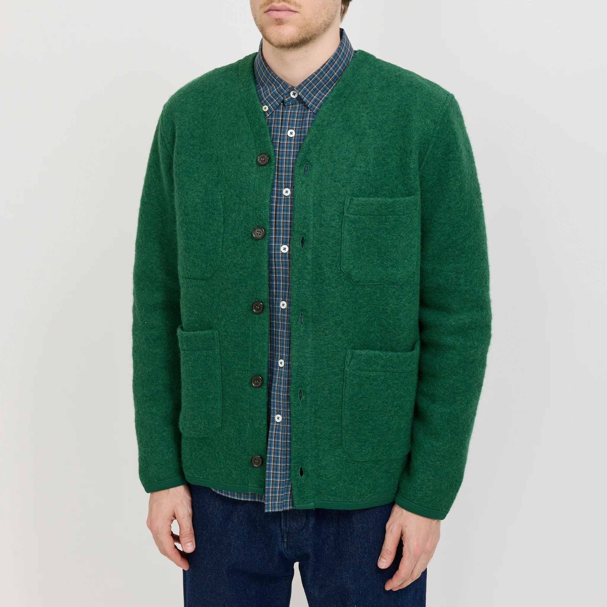 Wool Fleece Cardigan Green - Image 6