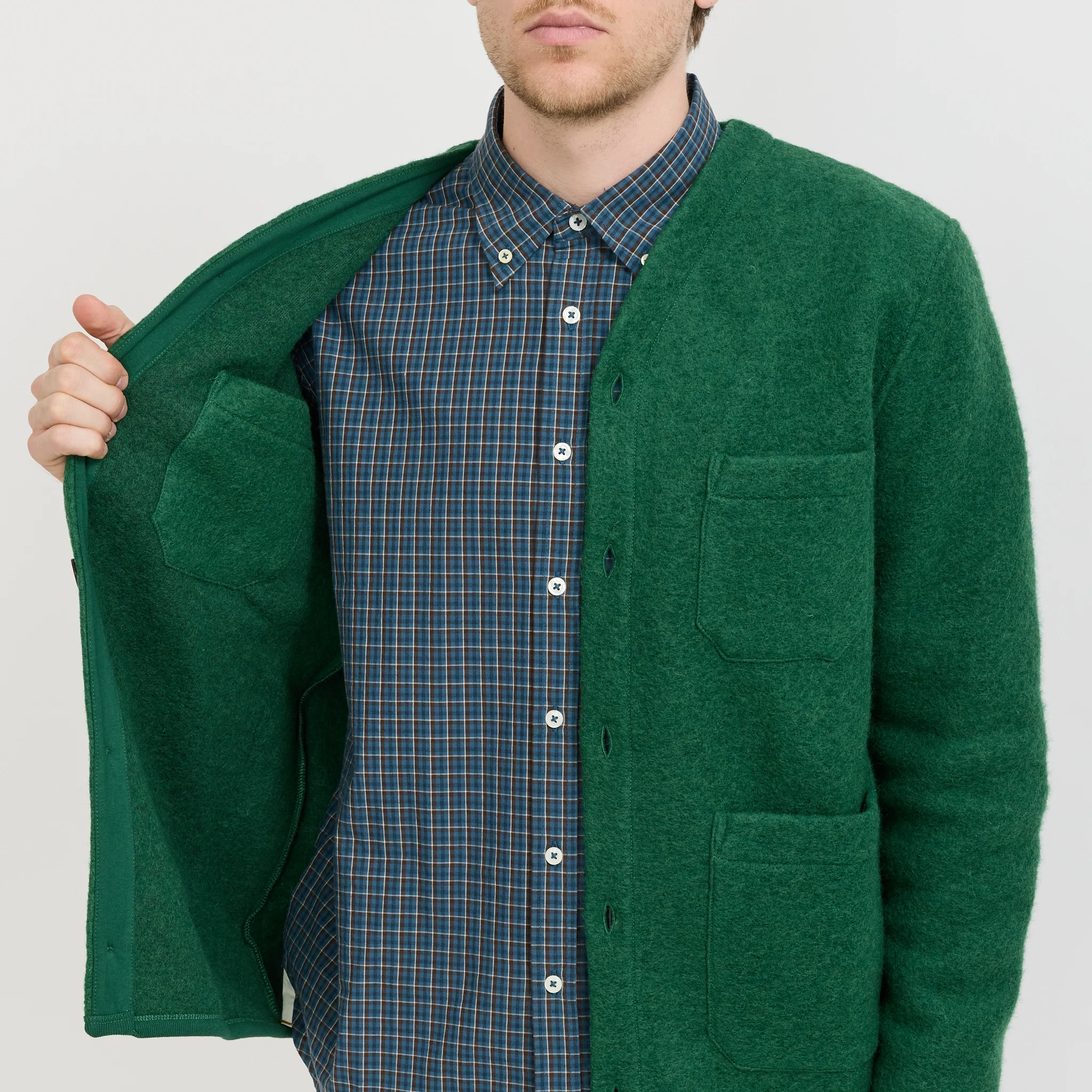 Wool Fleece Cardigan Green - Image 7