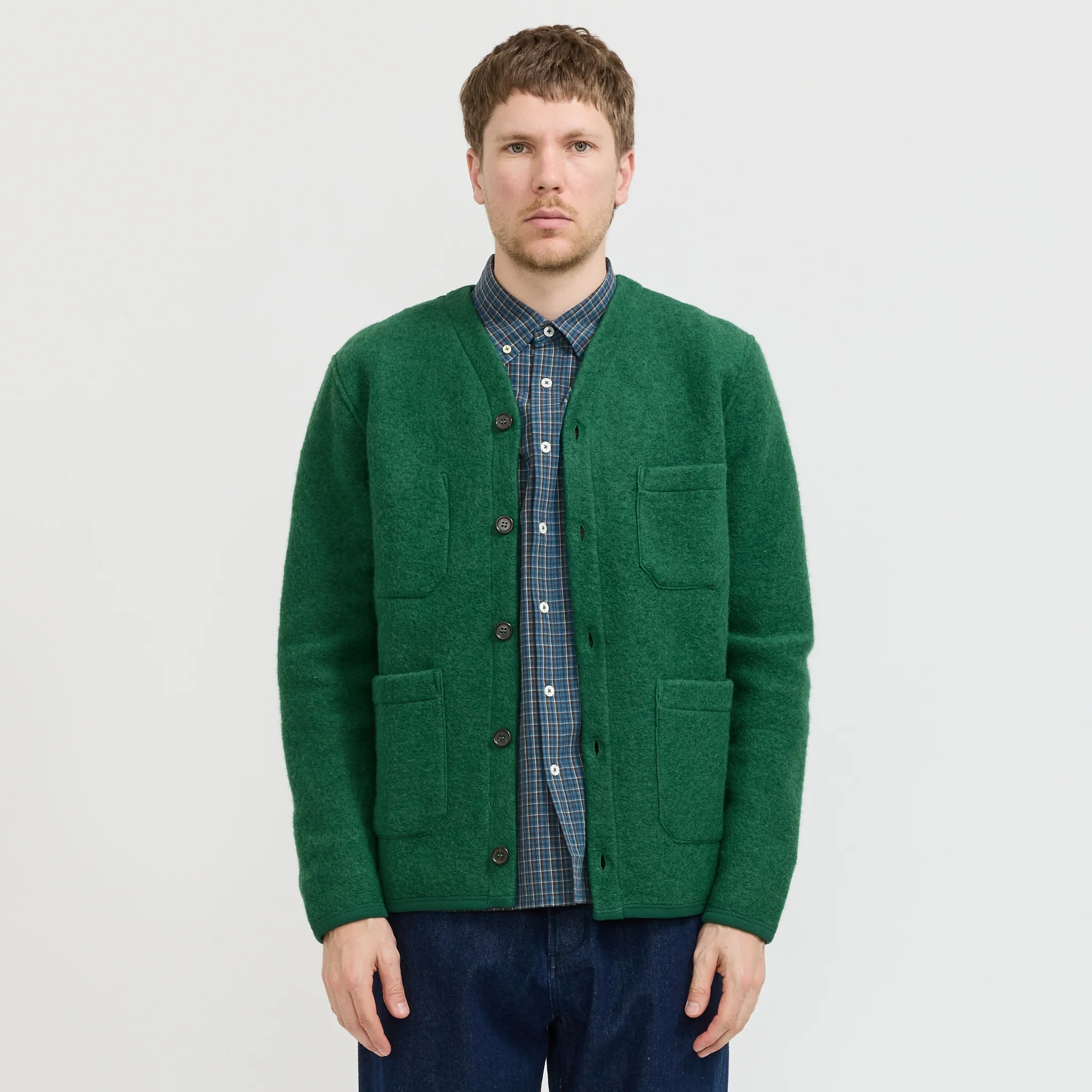 Wool Fleece Cardigan Green - Image 8