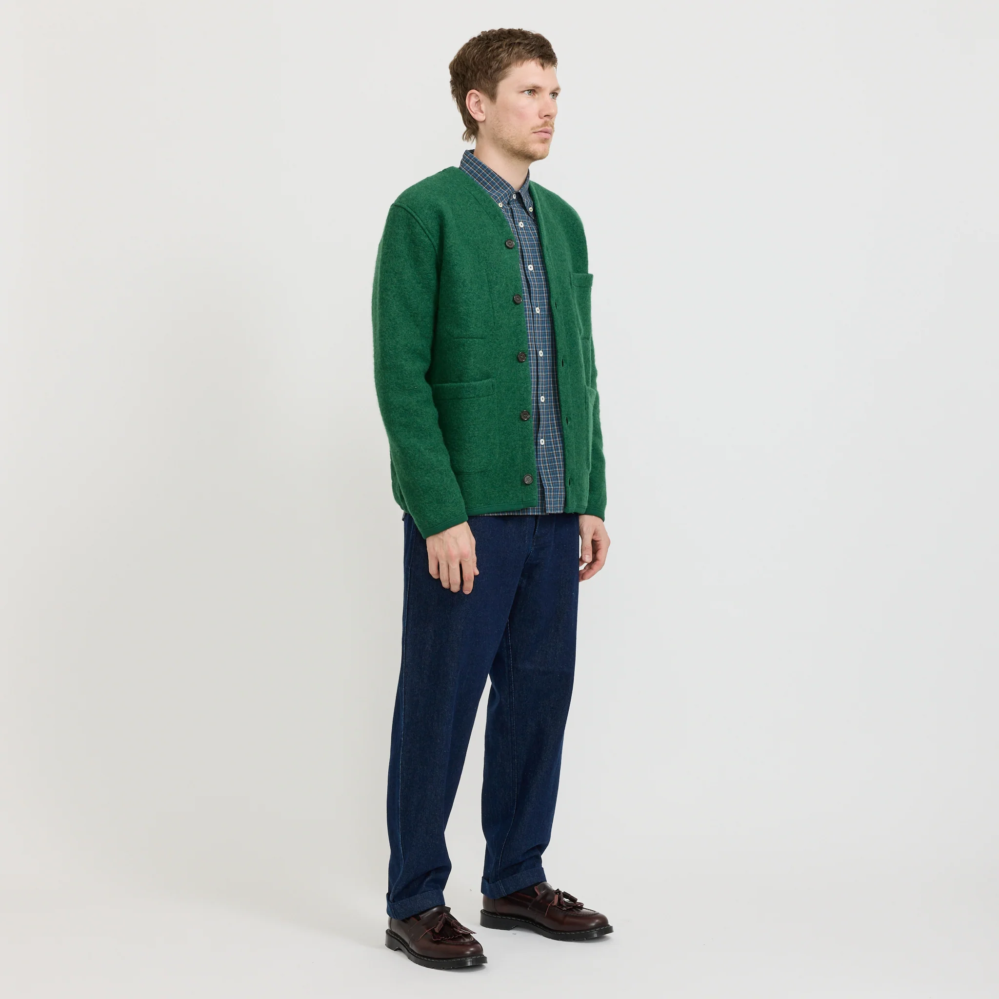 Wool Fleece Cardigan Green - Image 9