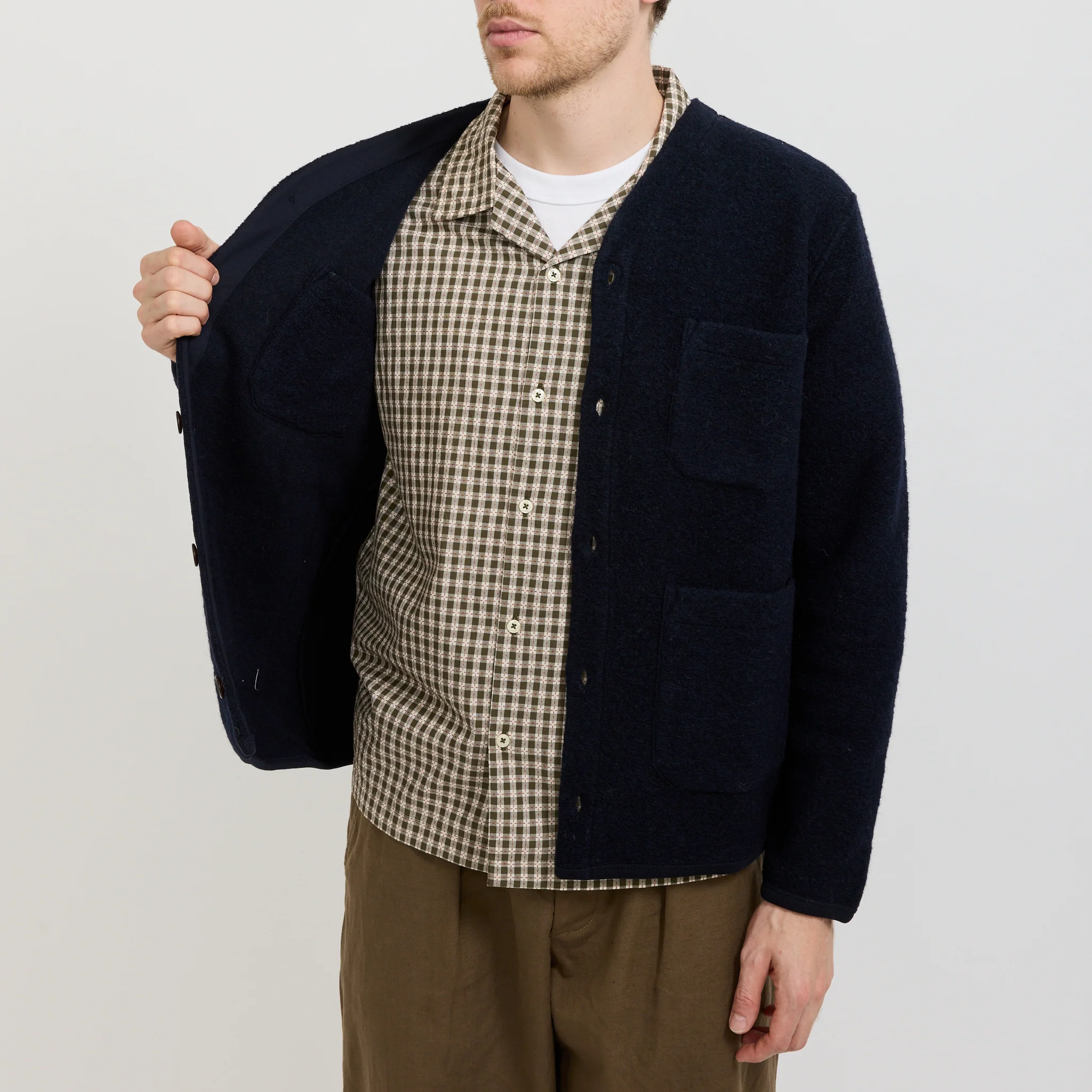 Wool Fleece Cardigan Navy - Image 5