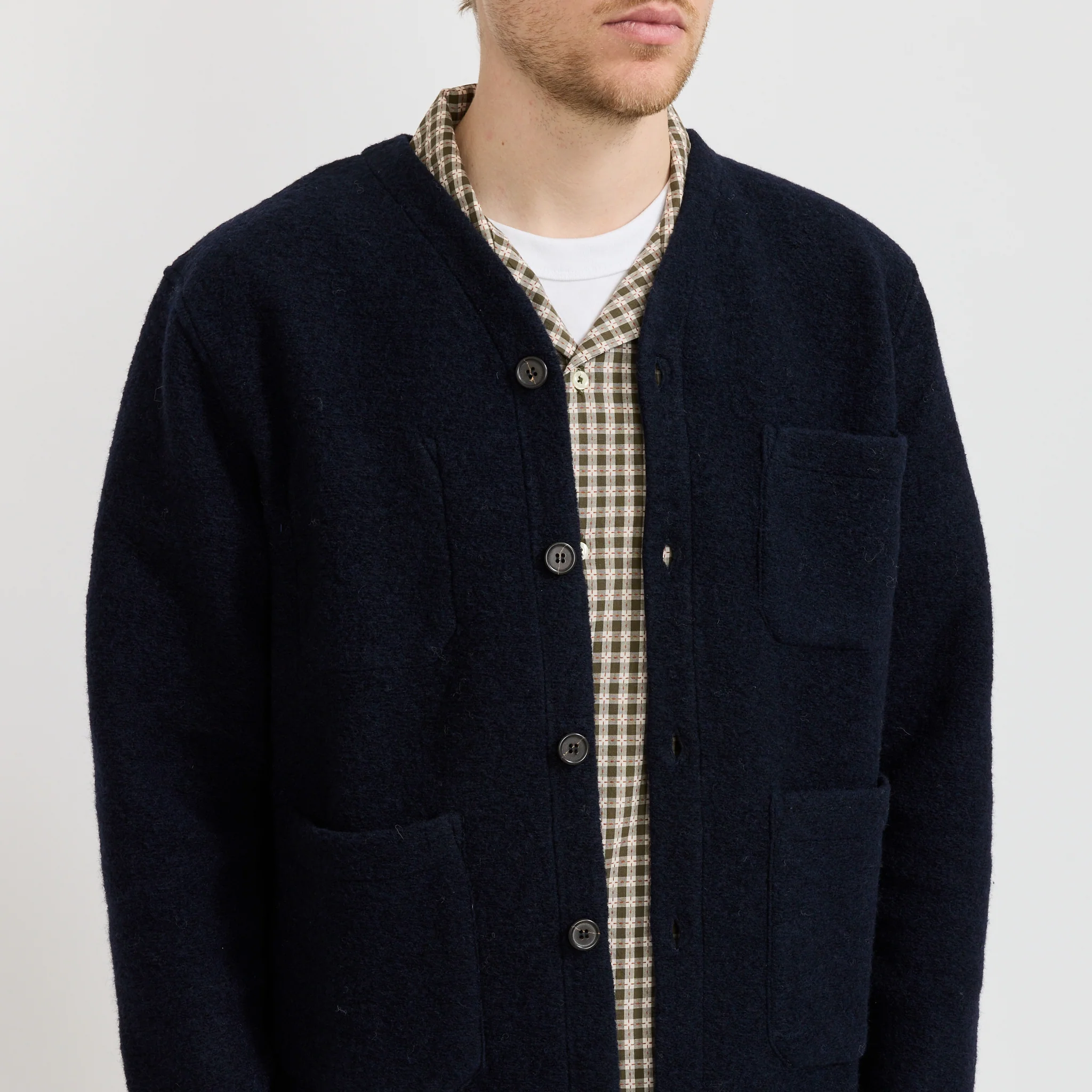 Wool Fleece Cardigan Navy - Image 6