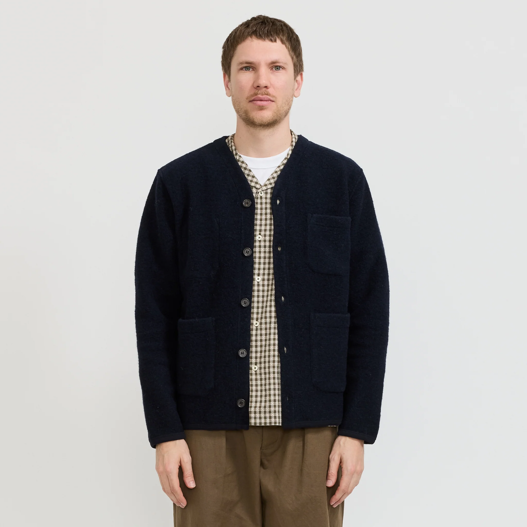 Wool Fleece Cardigan Navy - Image 7